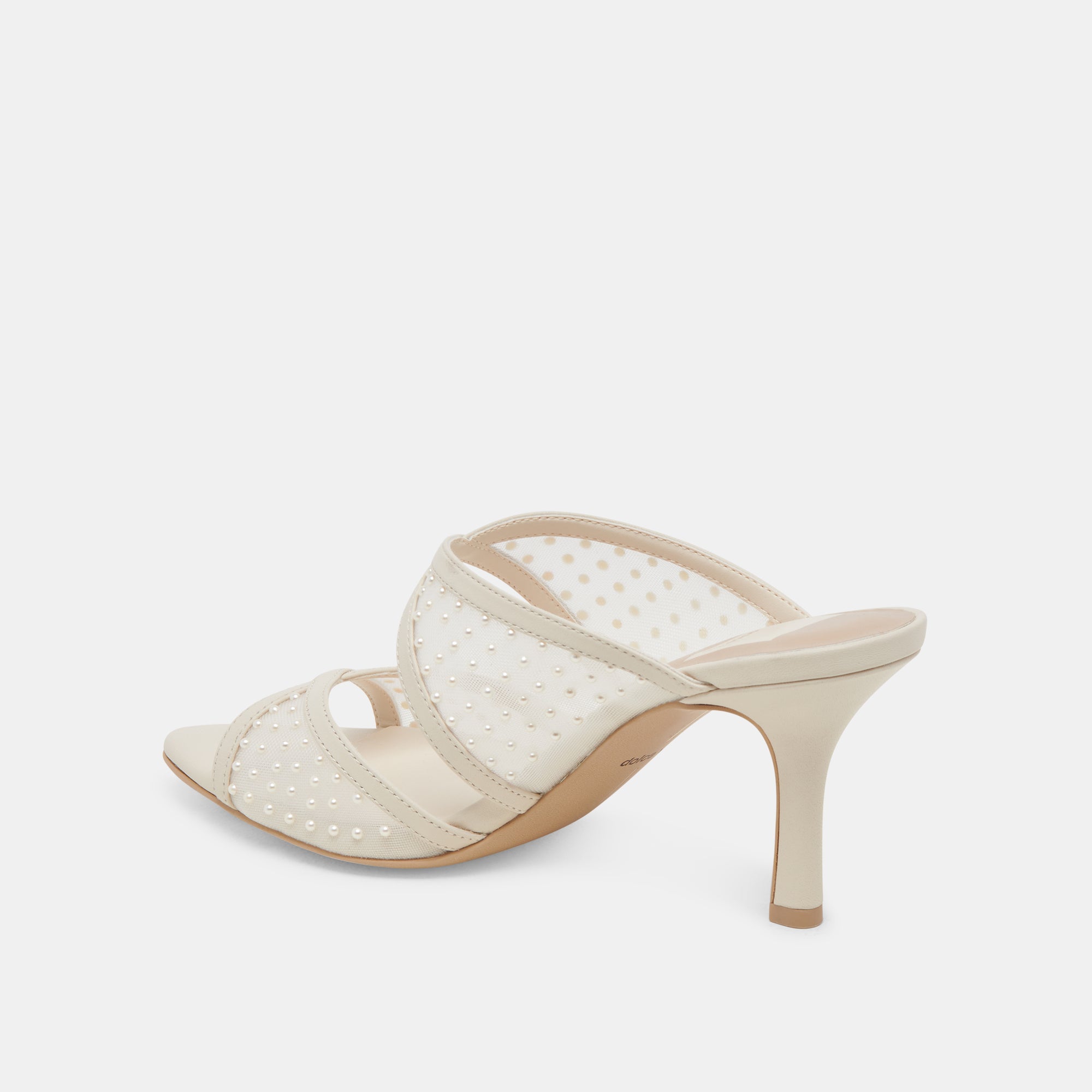 MANDEL PEARL HEELS IVORY MESH - Elegant Women's High Heels for Weddings, Parties & Special Occasions