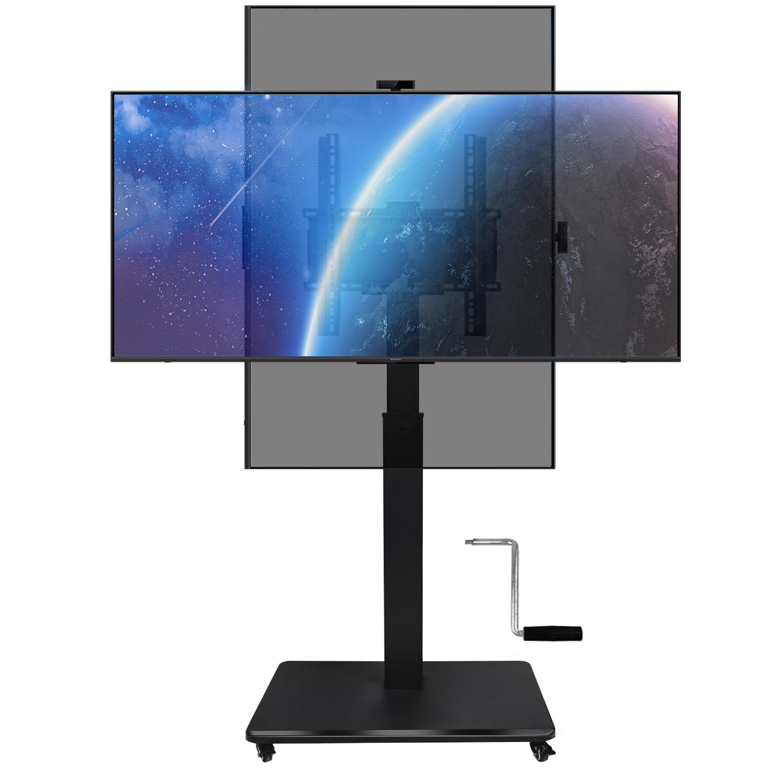 Adjustable Height Rolling TV Stand for 42-75 Inch TVs - Mobile TV Cart with 360° Rotation, Portrait/Landscape Mode, Wheels & 110lbs Capacity - Max VESA 600x500mm (XZSY-02) - Perfect for Living Rooms, Bedrooms & Home Theaters