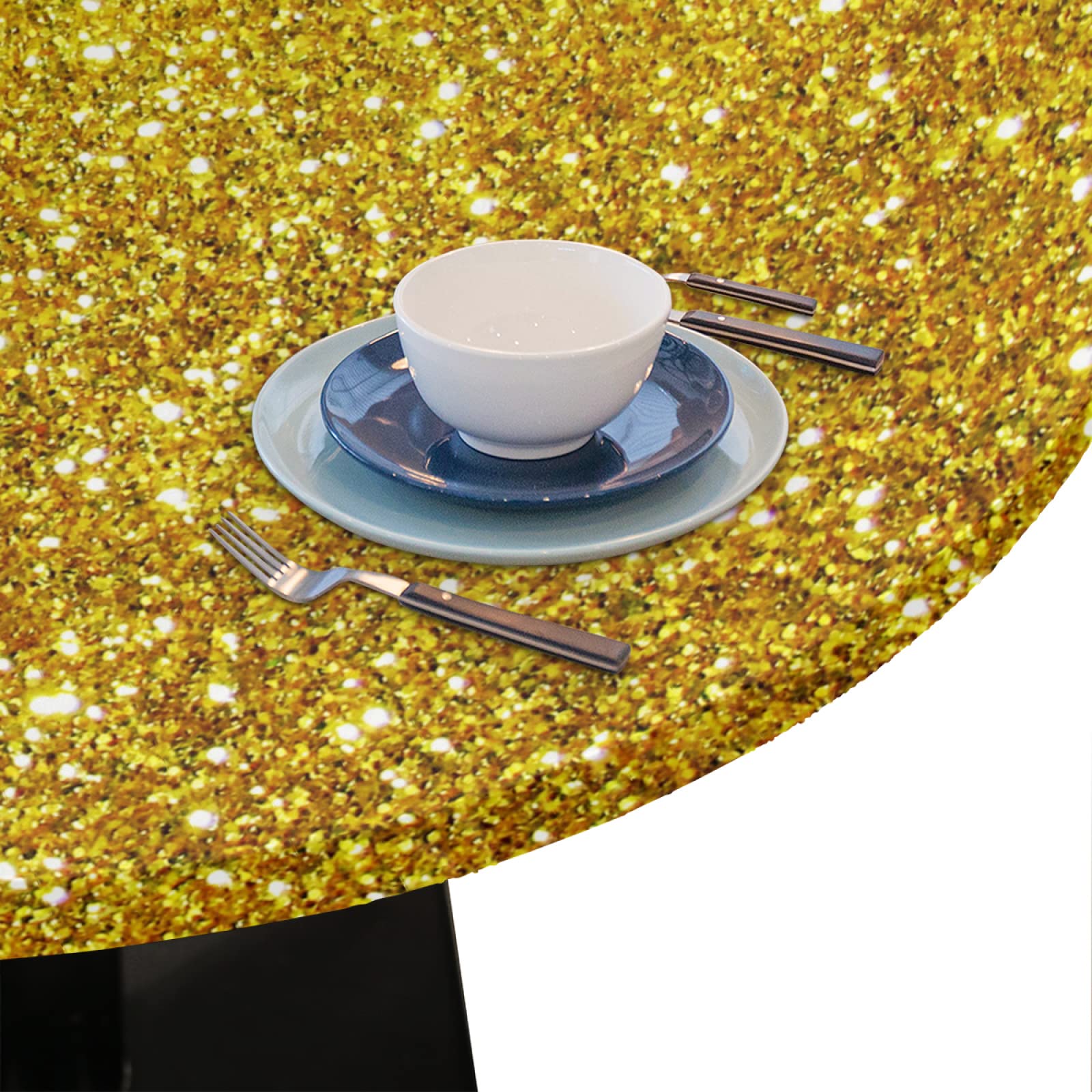 Sparkling Star-Printed Elastic Fitted Vinyl Tablecloth - Waterproof, Wipeable, Stretchable for 45