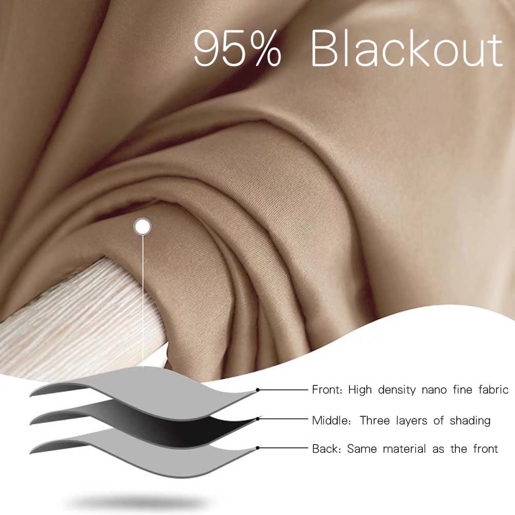 MacoHome Blackout Curtains - Thermal Insulated Grommet Drapes for Bedroom & Living Room - Extra Long 84