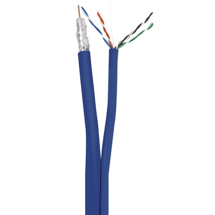 2 in 1 CAT.6 Ethernet & RG6 Quad Shield Coaxial Cable - High Speed Internet & HD Video Signal Transmission - Perfect for Home Theater, Gaming & Office Networking Setup