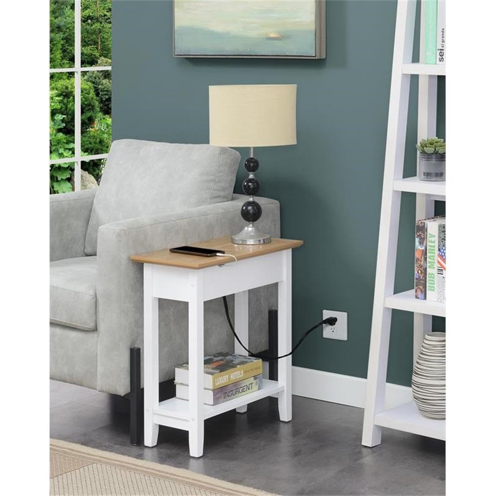Premium White End Tables with Built-in USB Charging Station - Set of 2 Modern Nightstands for Living Room, Bedroom & Office (Home Square Furniture)
