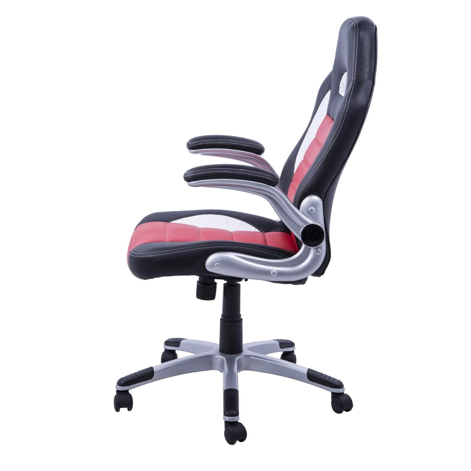 Premium Racing Style Office Gaming Chair - Ergonomic Swivel & Adjustable Armrest - PU Leather Executive Desk Chair for Home & Work - Available in Black & Red (Perfect for Gamers & Remote Workers)