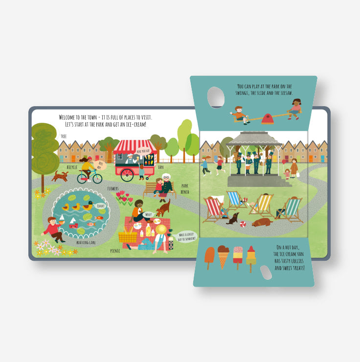 Peek Inside The Town Board Book - Interactive Lift-the-Flap Children's Book for Early Learning & Storytime Fun