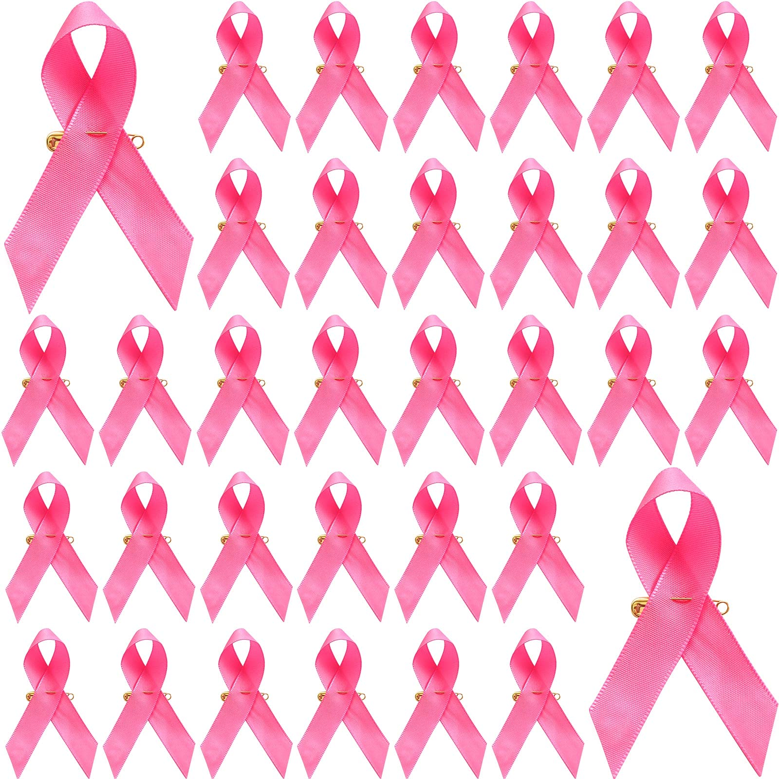 150-Pack Yunlly Pink Ribbon Pins - Satin Breast Cancer Awareness Ribbons with Safety Pins for Charity Events, Fundraisers & Social Causes - Supports Lung, Prostate & Pancreatic Cancer Awareness (For Men & Women) - Perfect for Walks, Memorials & Awareness Campaigns