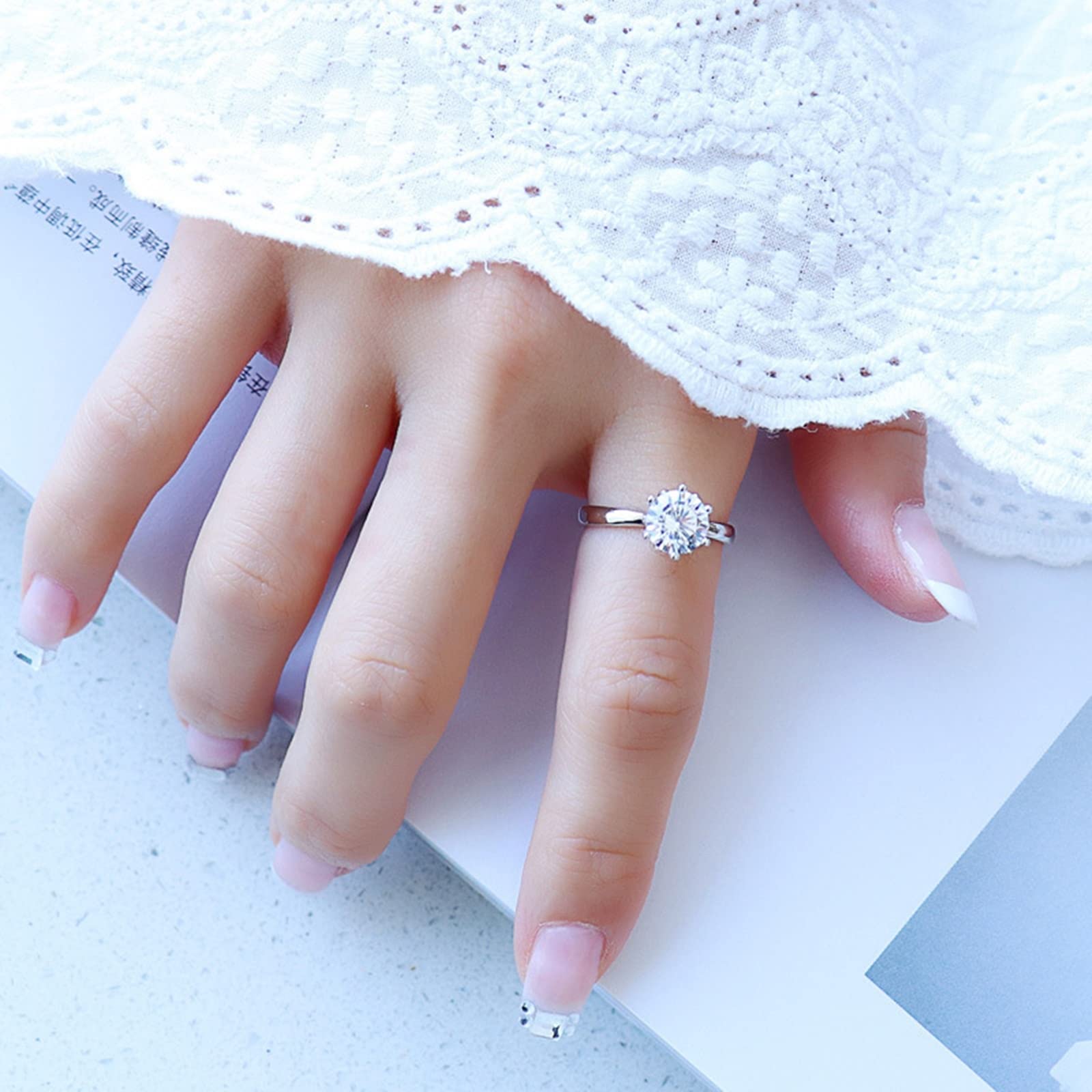 Sterling Silver Women's Rings - White Gold Crown Zirconia Wedding Bands for Women | Elegant Bridal Jewelry for Engagement, Anniversary & Special Occasions