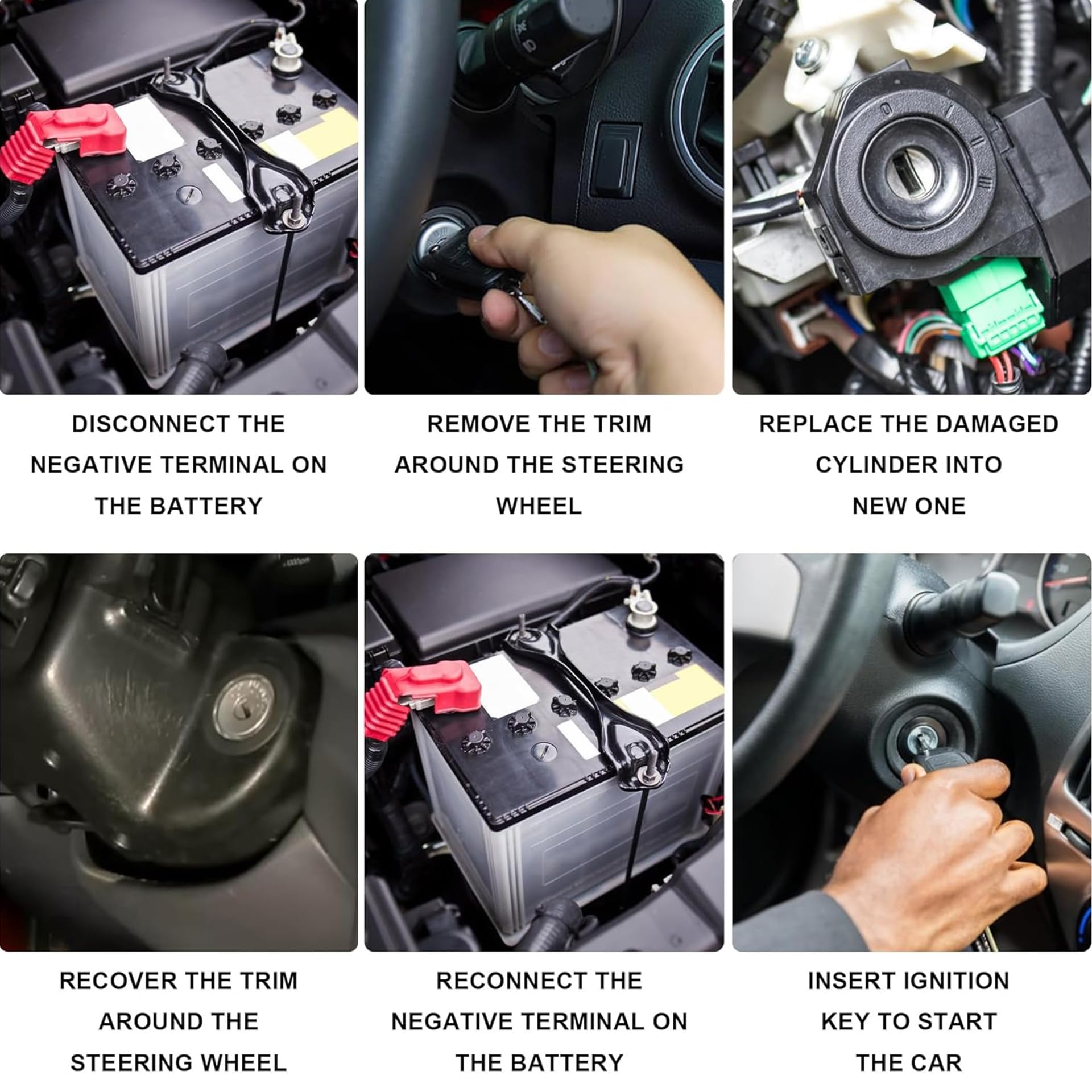 GXARTS Ignition Switch & Door Lock Set (D2198058) - Compatible with Hyundai Sonata 2015 2016 2017 - Black Metal Replacement for 81970-C1A00 & 81900-C1B00 - Perfect for Car Security & Key Replacement