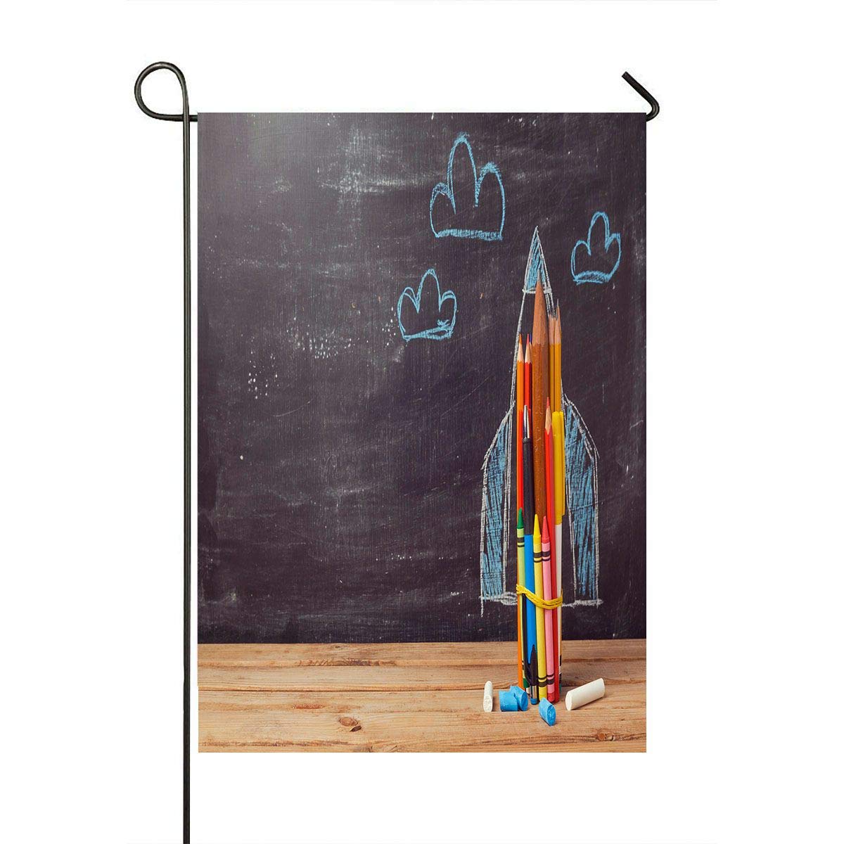 Pencil Rocket School Banner 28x40 Inch - Outdoor Garden & Home Decor