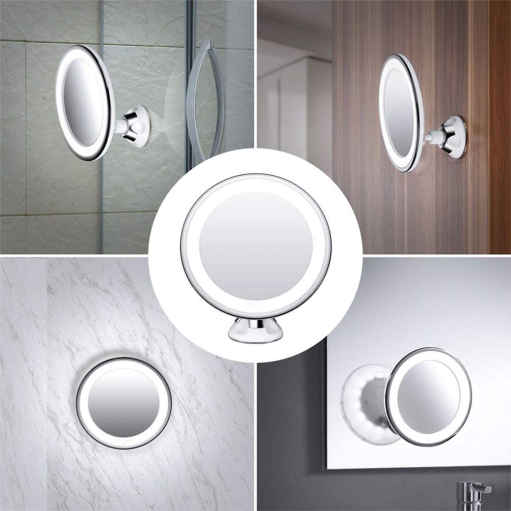 Beaupretty Wall-Mounted LED Vanity Mirror with Dimmable Lights, Suction Cup, Rotating Design - Perfect for Makeup, Skincare, and Dressing Table Lighting