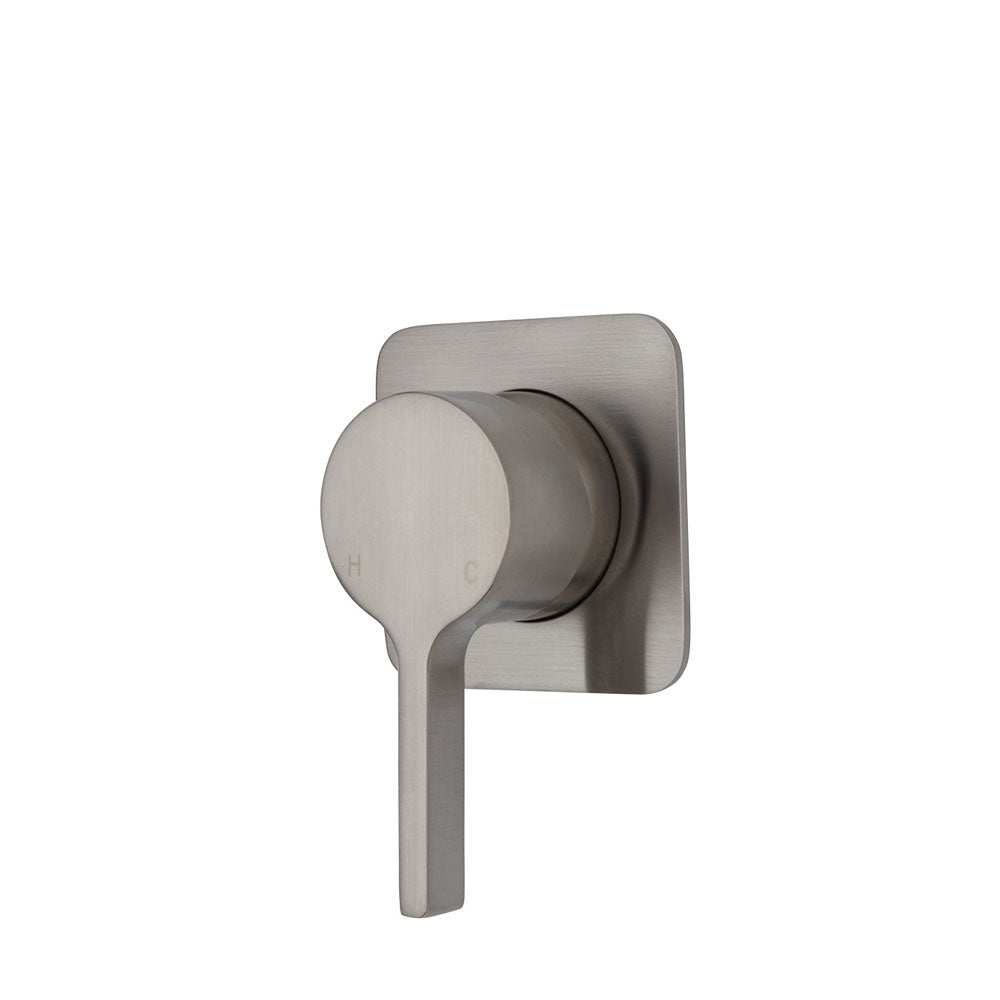 Fienza Sansa Soft Square Plate Wall Mixer Faucet - Brushed Nickel Finish for Bathroom & Kitchen Sink Installation