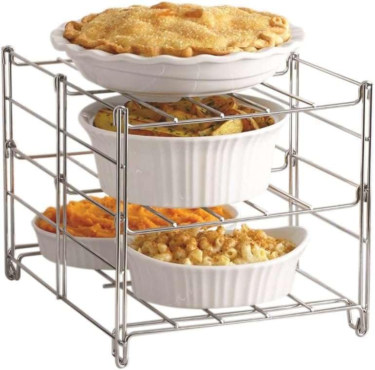 3-Tier Oven Rack Organizer - Space Saving Baking Pan Holder for Cookies, Pies & Roasts - Perfect for Kitchens, Bakeries & Restaurants