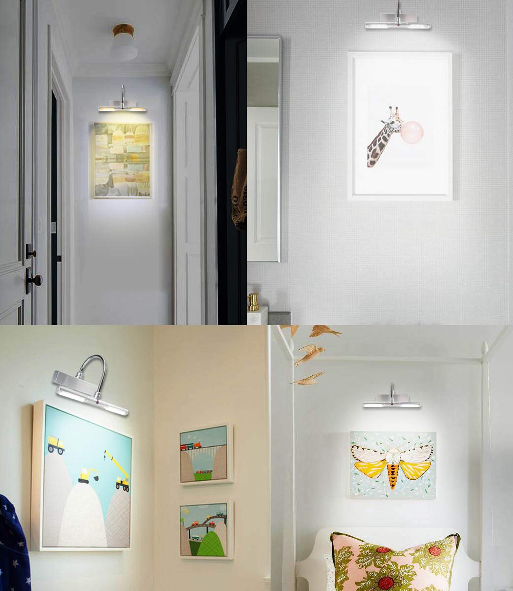 BIGLIGHT Battery Operated LED Picture Light with Timer & Dimmer - Rotatable Light Heads, 3 Lighting Modes, Remote Control - 8.8