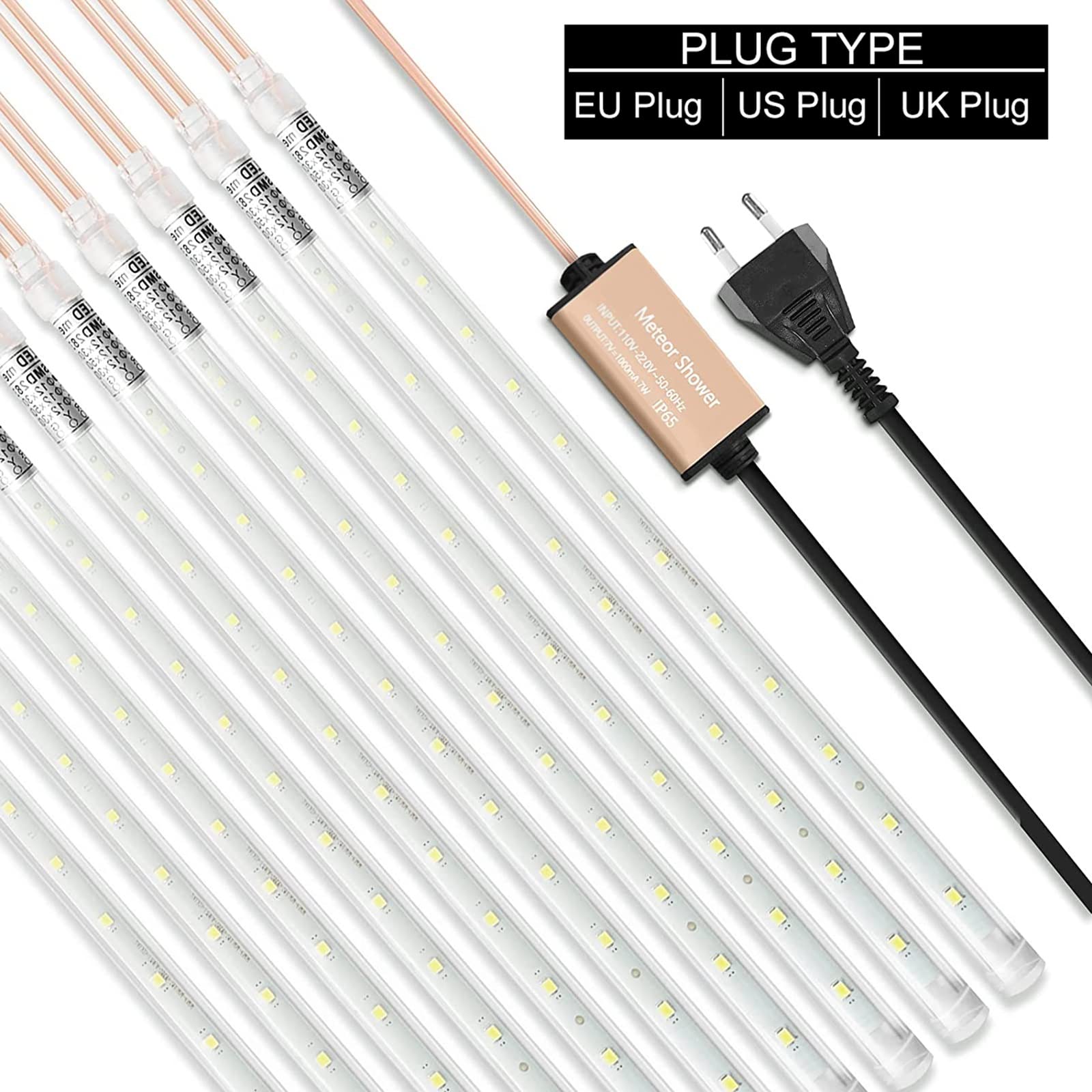 432 LED Meteor Shower Rain Lights - 50cm 8 Tubes High Brightness Snowfall Cascading Icicle String Lights for Christmas, New Year, Garden & Home Decor (Green) | Perfect for Outdoor Tree Lighting, Holiday Parties, and Winter Night Ambiance