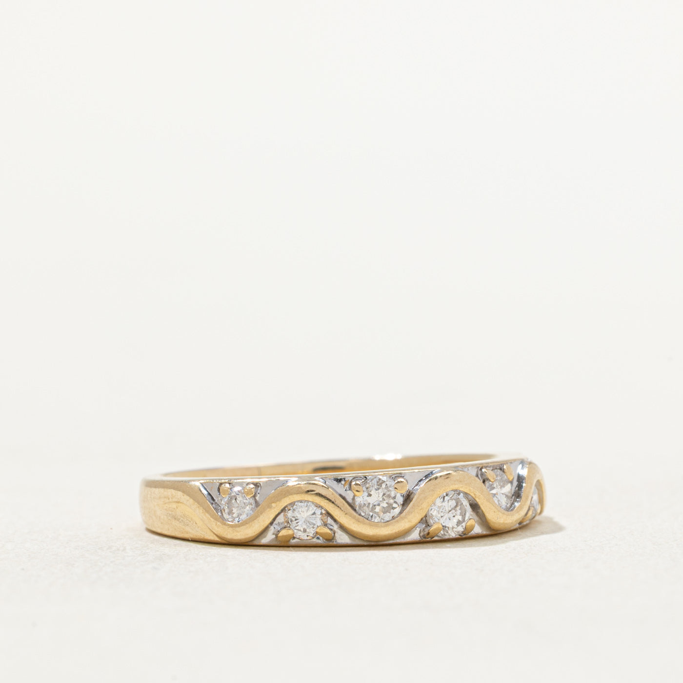 0.21ctw Diamond Wave Design Wedding Band Ring - Size 7.25 for Women | Elegant Stackable Ring for Bridal, Anniversary & Everyday Wear