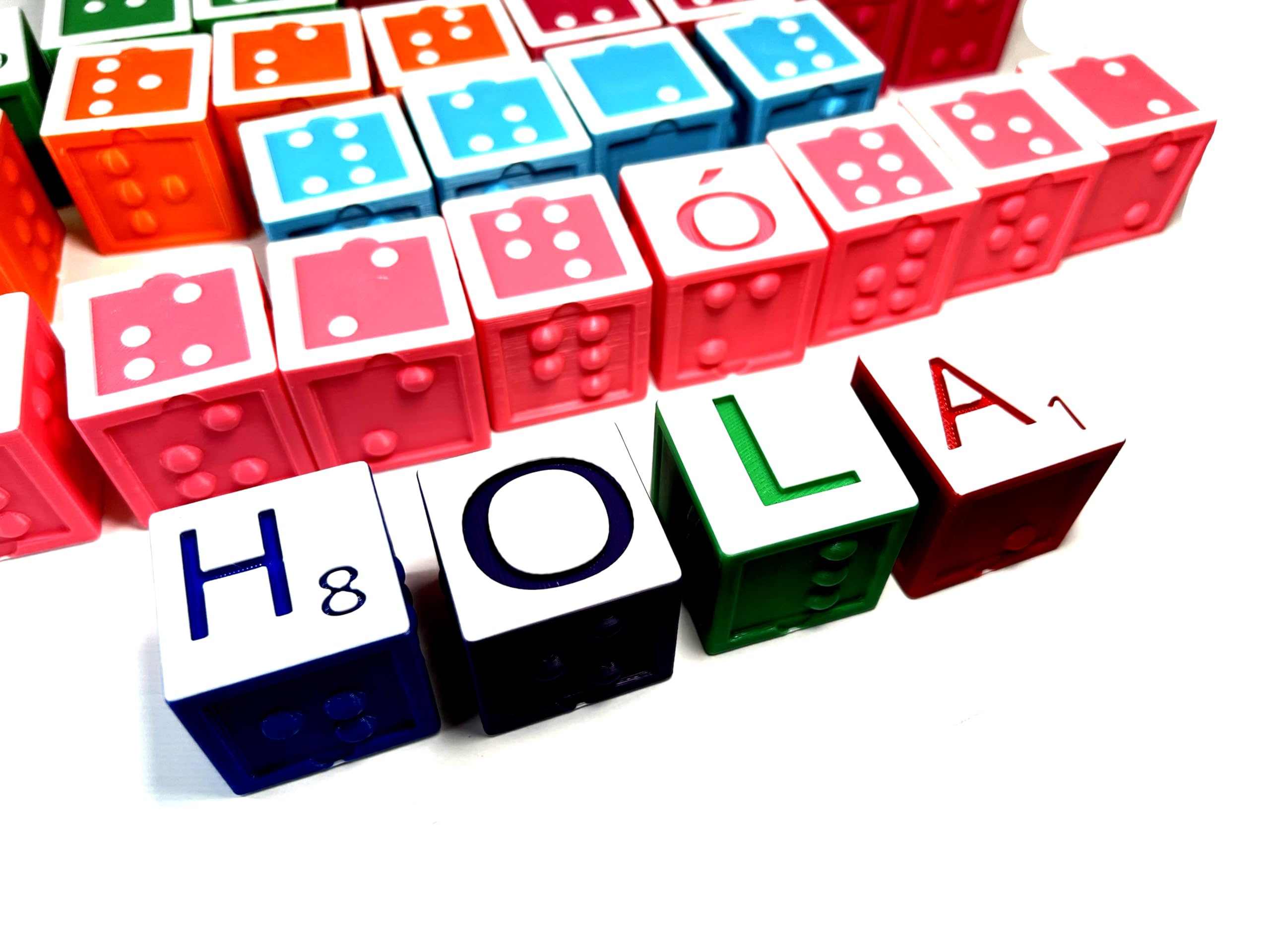 Braille Alphabet and Number Learning Blocks - Educational Toy for Kids with Spanish Text - Perfect for Early Childhood Development & Tactile Learning Activities
