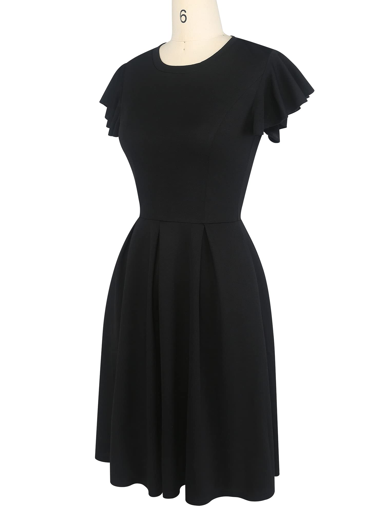 Oxiuly Women's Vintage Flare Sleeve Scoop Neck Church Dress with Pockets - Elegant Cocktail Party & Casual Wear OX376 | Perfect for Weddings, Sunday Service, and Special Occasions