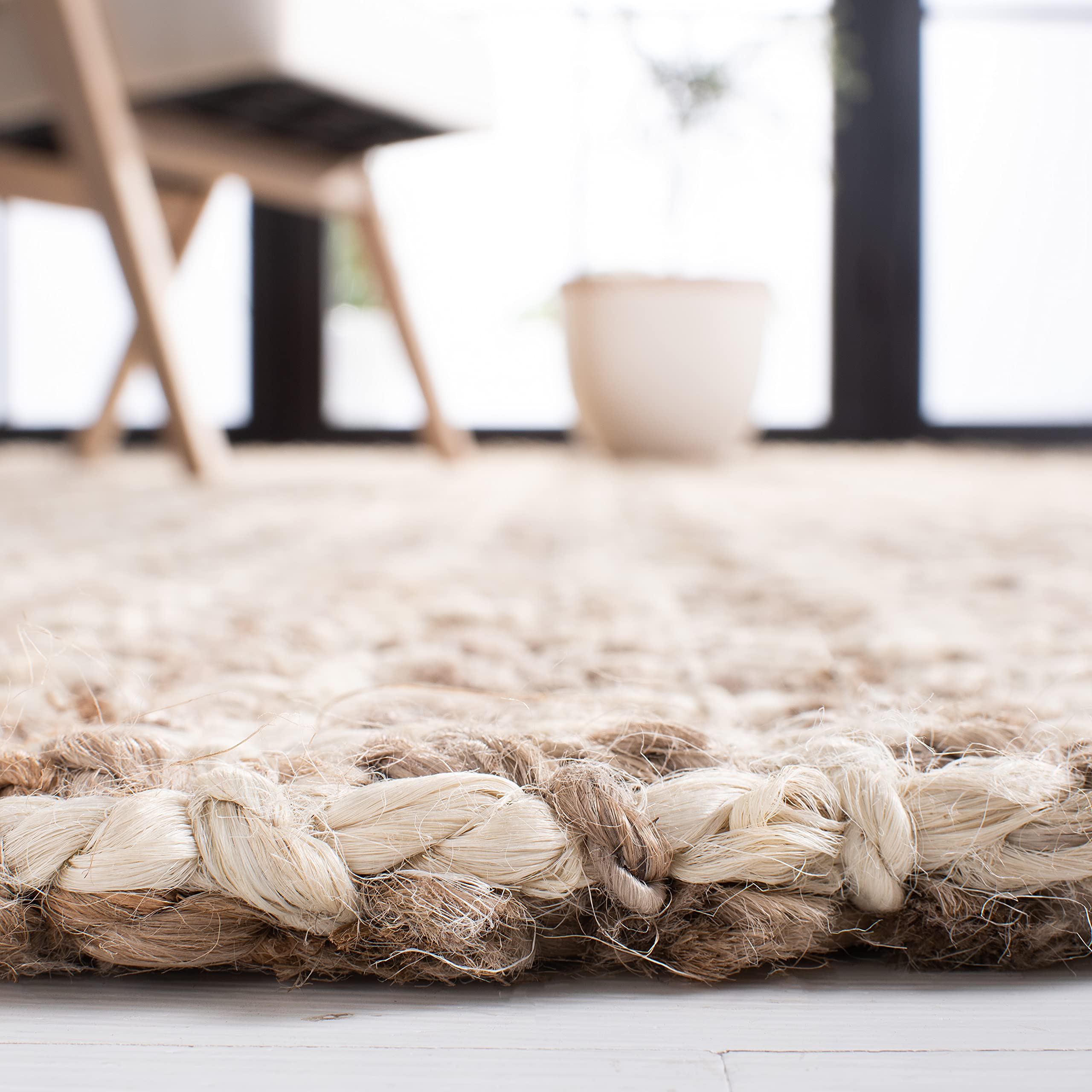 SAFAVIEH Natural Fiber Handmade Jute Area Rug - 8' x 10', Boho Farmhouse Woven Design for Living Room & Bedroom | Durable & Stylish for High Traffic Areas | Eco-Friendly Home Decor (NF188A)