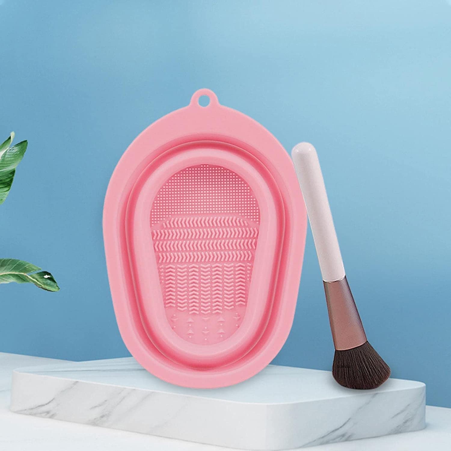 Foldable Silicone Makeup Brush Cleaning Bowl & Pad Set - 2 Pcs Multicolor Cosmetic Brush Cleaner Mat Tool Scrubber for Professional & Home Makeup Brush Care