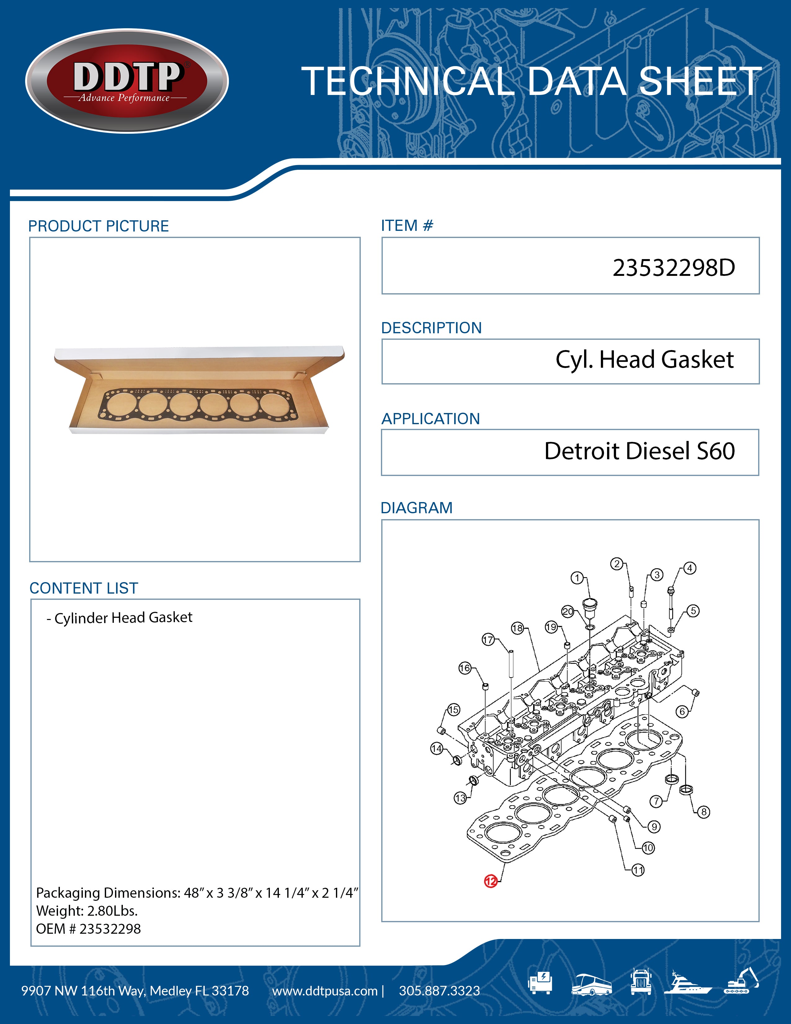 Volvo S60 Cylinder Head Gasket Replacement Part (23532298) - Perfect for Engine Repair & Maintenance
