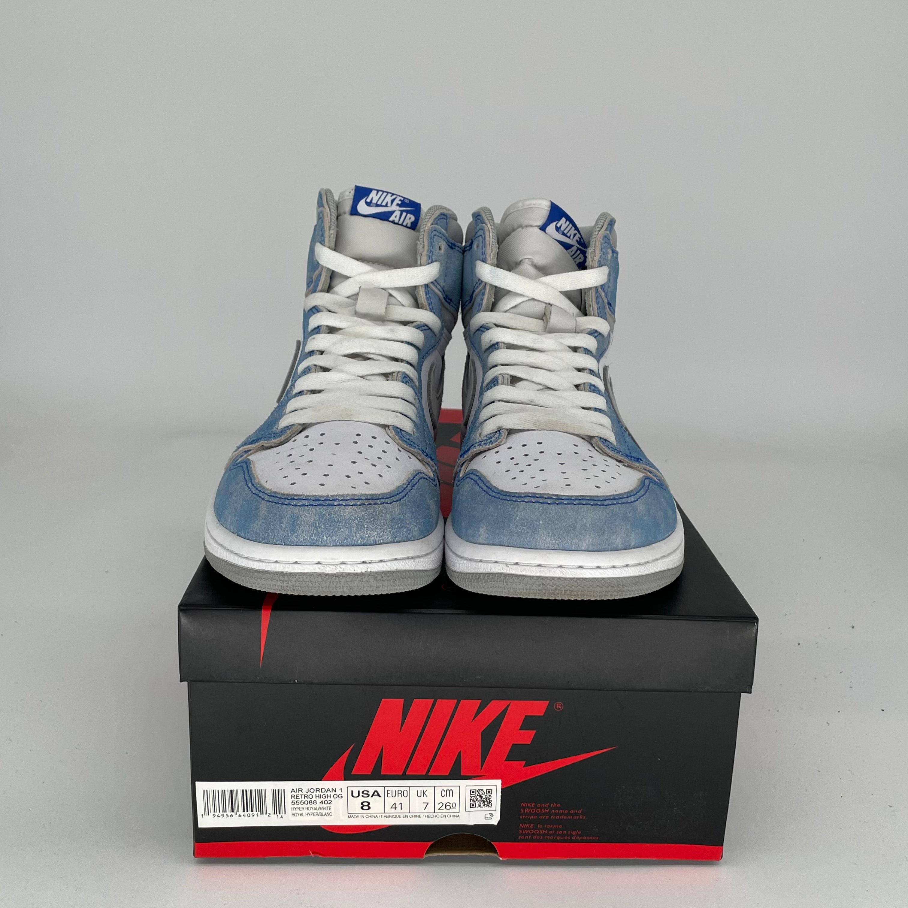 AIR JORDAN 1 HYPER ROYAL Sneakers - Men's Size 8 (555088-402) | Retro Basketball Shoes for Casual Wear & Street Style
