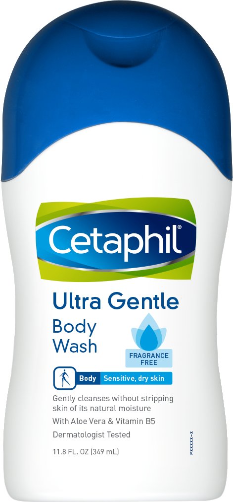 Cetaphil Fragrance Free Ultra Gentle Body Wash for Sensitive Skin - 11.8 Fl Oz (Pack of 1) - Hydrating & Soap-Free Formula for Daily Shower & Bath Use