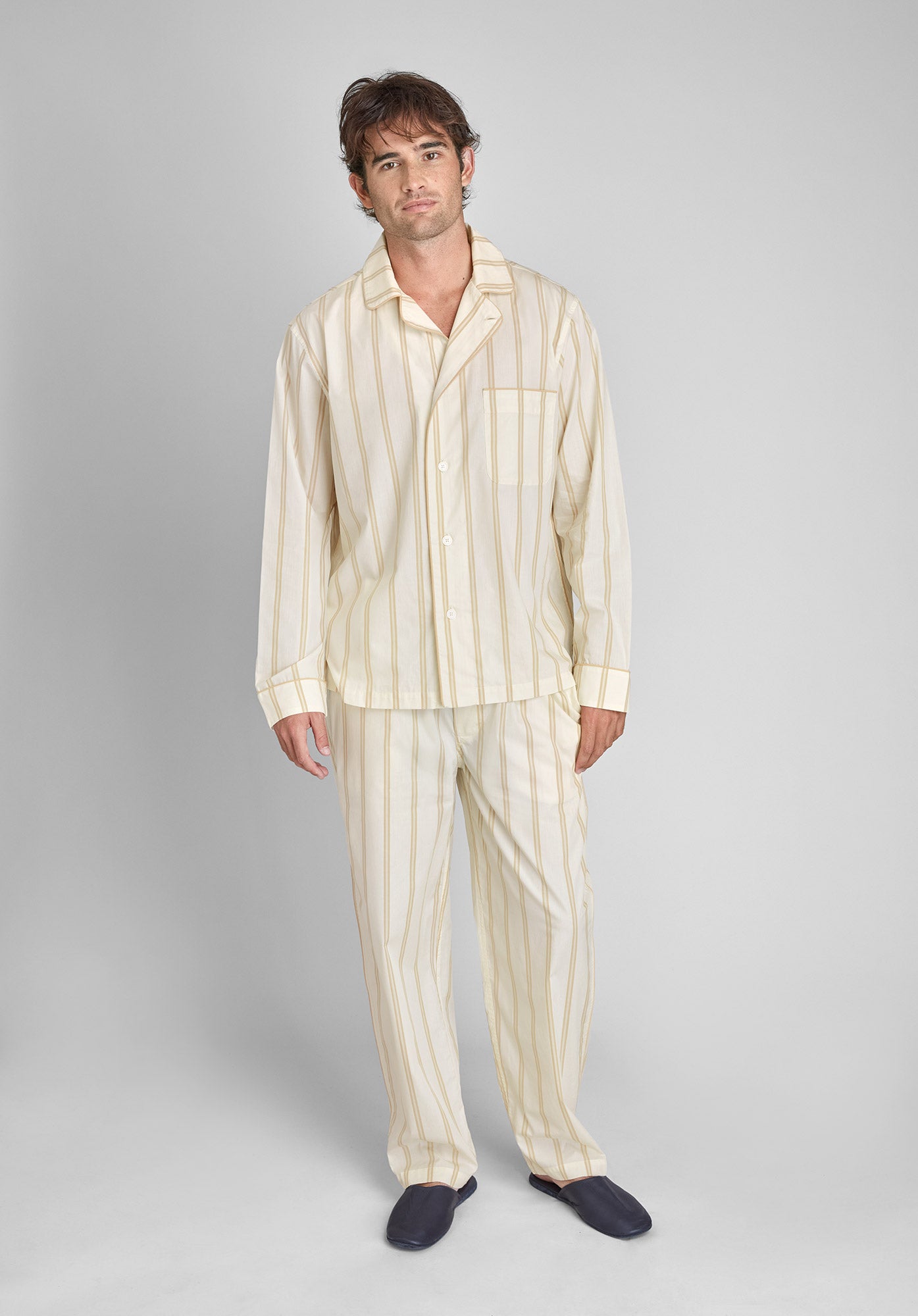 Lowell Pajama Set for Women - Soft Cotton Striped Sleepwear in Sand & Cream Colors | Cozy Lounge & Sleepwear for Relaxing at Home