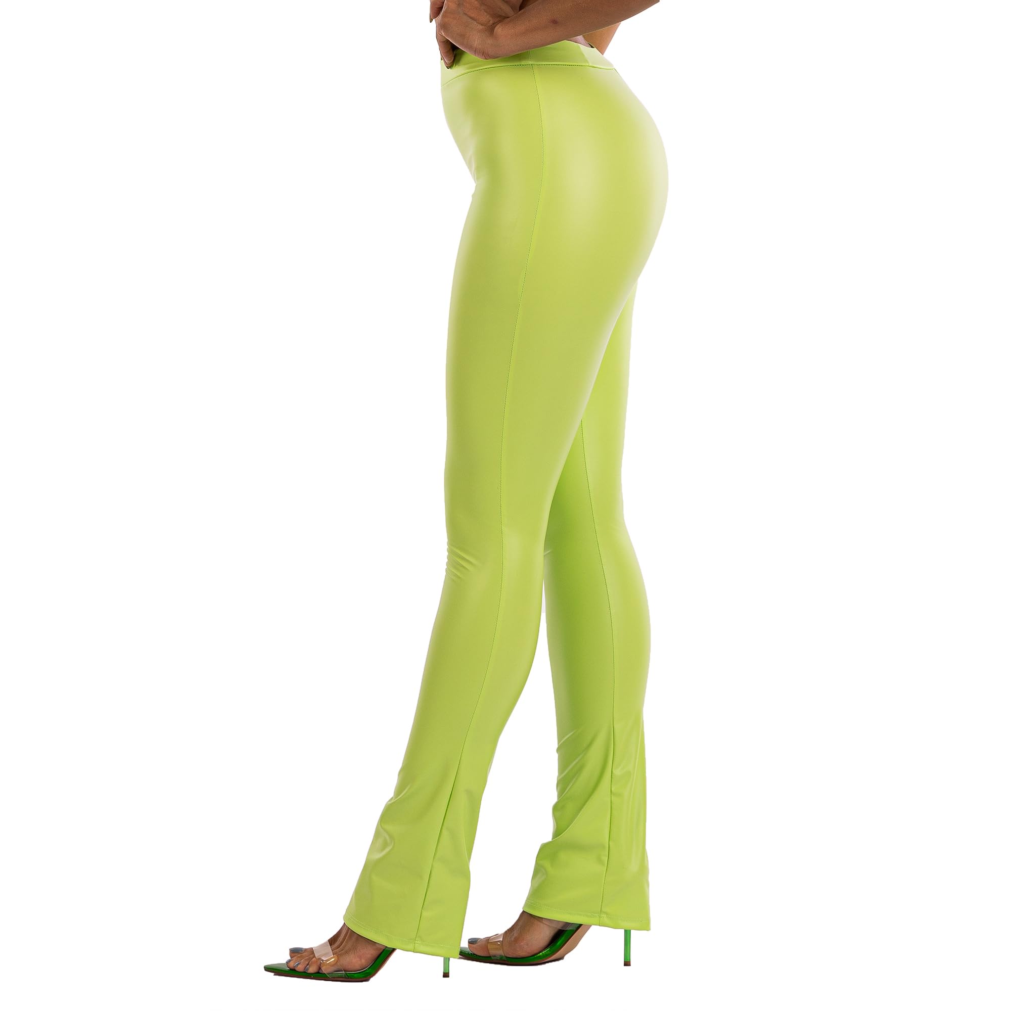 Faux Leather Flare Pants for Women - High Waist Matte PU Bootcut Leggings, Stretchy & Lightweight Leather Pants - Perfect for Casual Wear, Office Outfits & Night Out