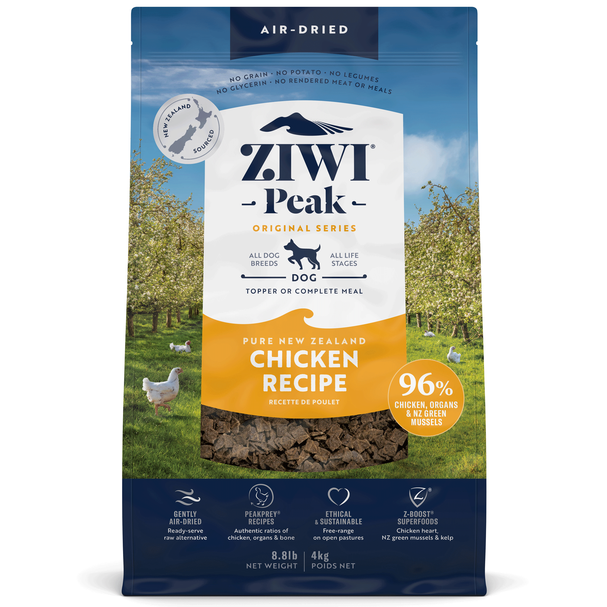 ZIWI Peak Air-Dried Chicken Dog Food - Grain-Free, High-Protein, Natural Ingredients for Optimal Canine Health - Perfect for Active Dogs & Sensitive Stomachs