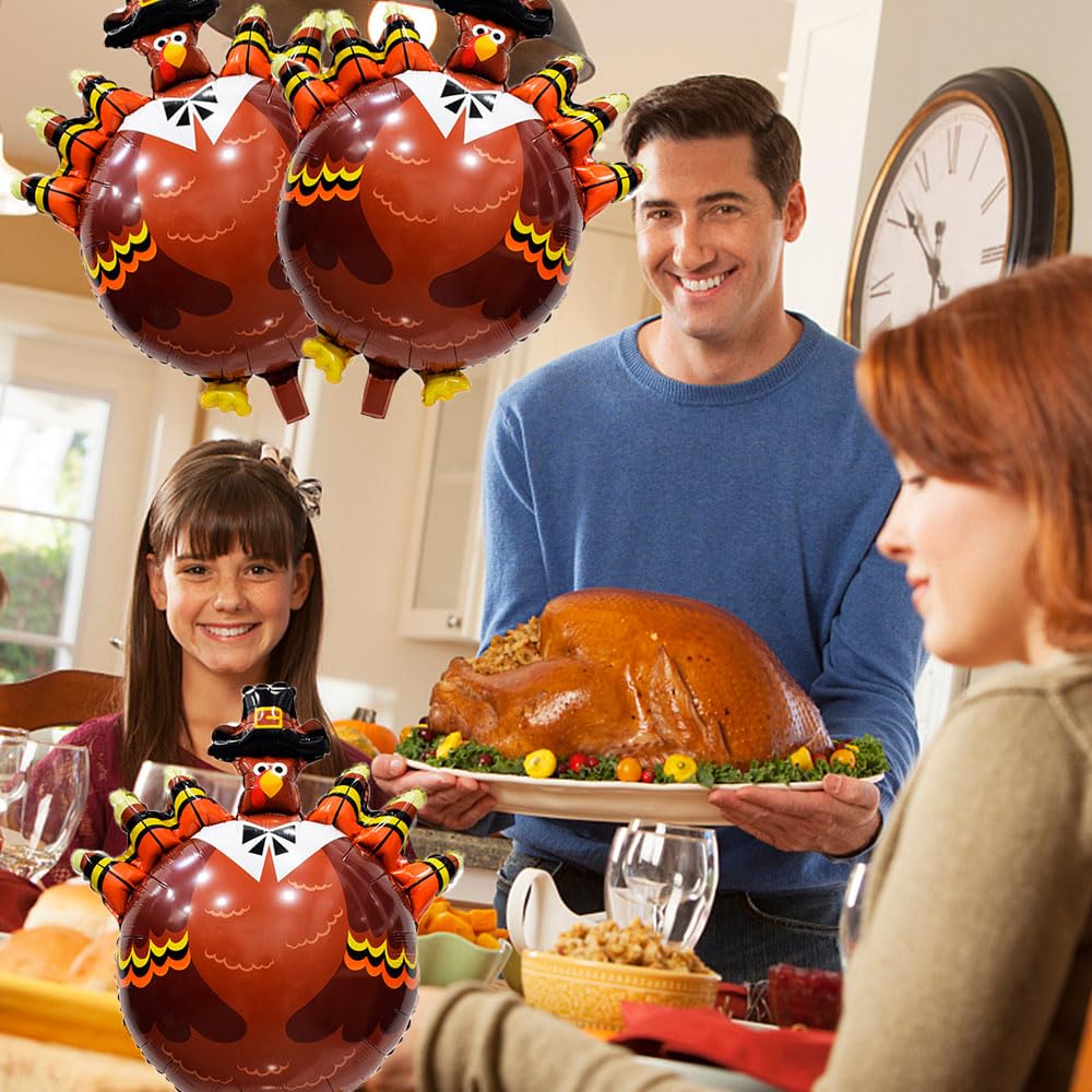 3pcs Large Thanksgiving Turkey Balloons - Fall Harvest Party Decorations for Thanksgiving, Birthday, and Harvest-Themed Celebrations - Perfect for Home, Office, and Outdoor Party Decor