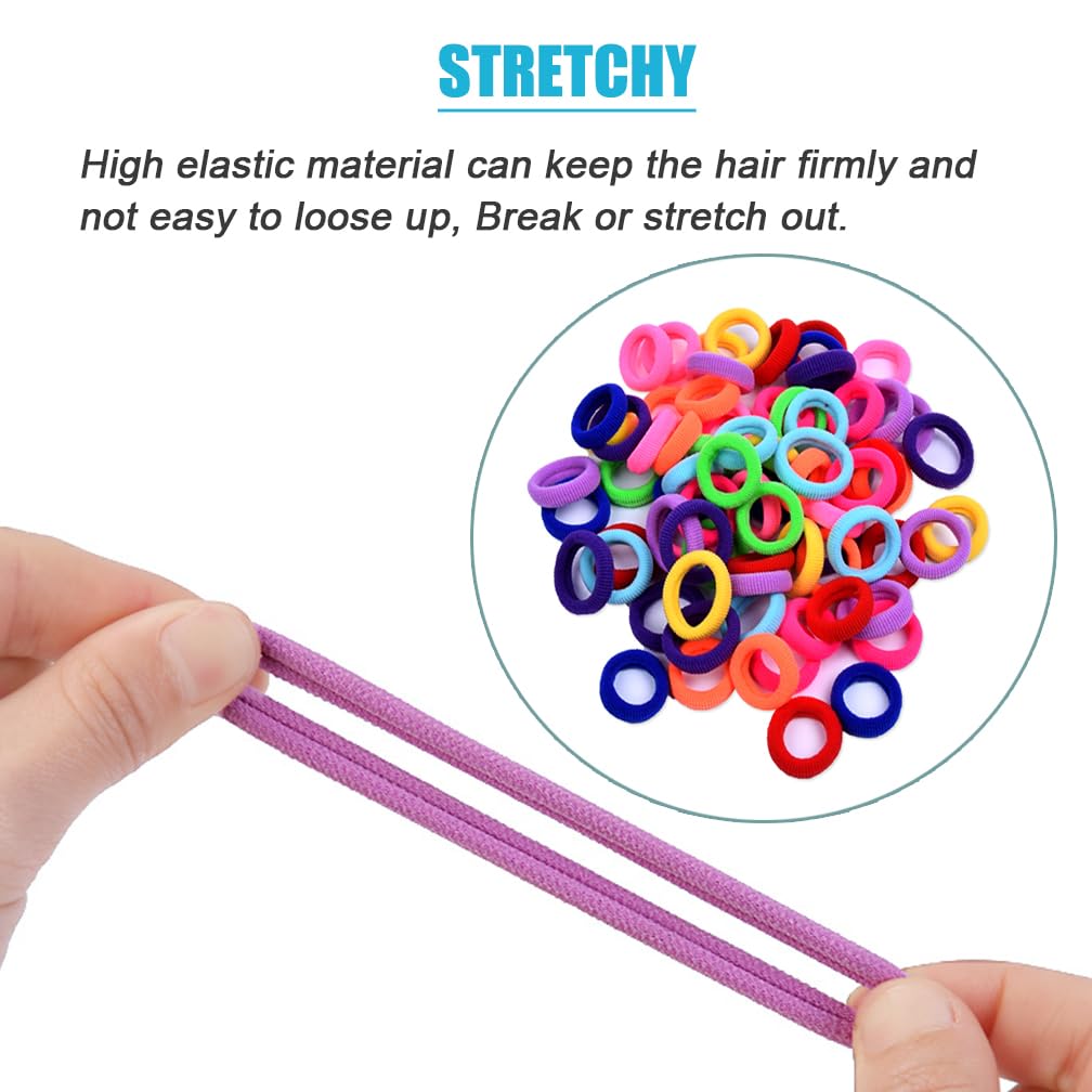 100 PCS Baby Hair Ties - Soft Elastic Hair Bands for Girls & Toddlers, No-Slip Ponytail Holders (10 Color Mix) - Perfect for School, Playtime & Daily Hair Styling