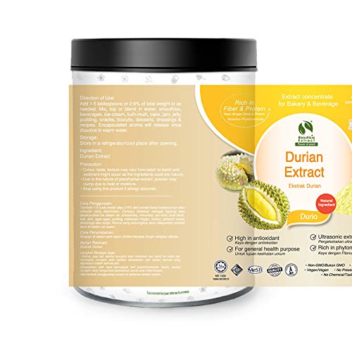 BioNutricia Musang Durian Extract Powder - High in Fiber & Protein, 100g | Vegan Superfood for Smoothies, Baking & Healthy Snacks
