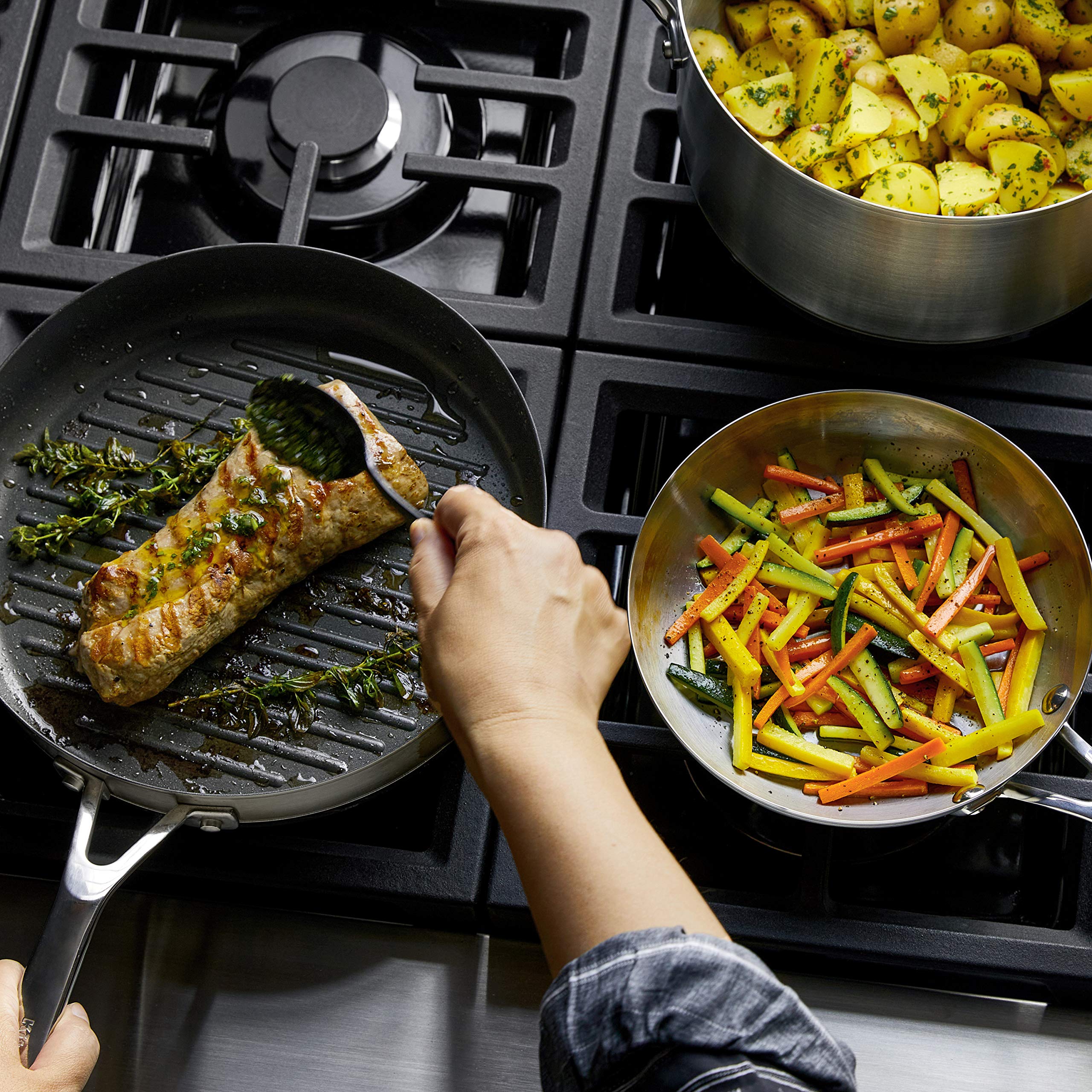 KitchenAid 3-Ply Stainless Steel Cookware Set - 10 Piece Pots and Pans with Brushed Finish | Professional Grade for Cooking, Baking & Meal Prep | Perfect for Home Chefs & Restaurant Use