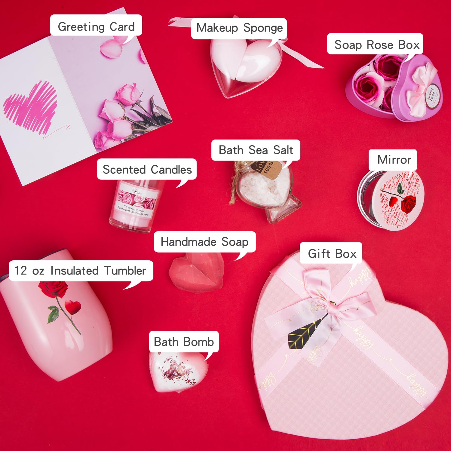 Romantic Heart-Shaped Pink Rose Gift Box for Women - Perfect Birthday, Anniversary, Wedding & Engagement Gifts for Girlfriend, Wife & Lover | Elegant Valentine's Day, Mother's Day & Christmas Present with Love Note