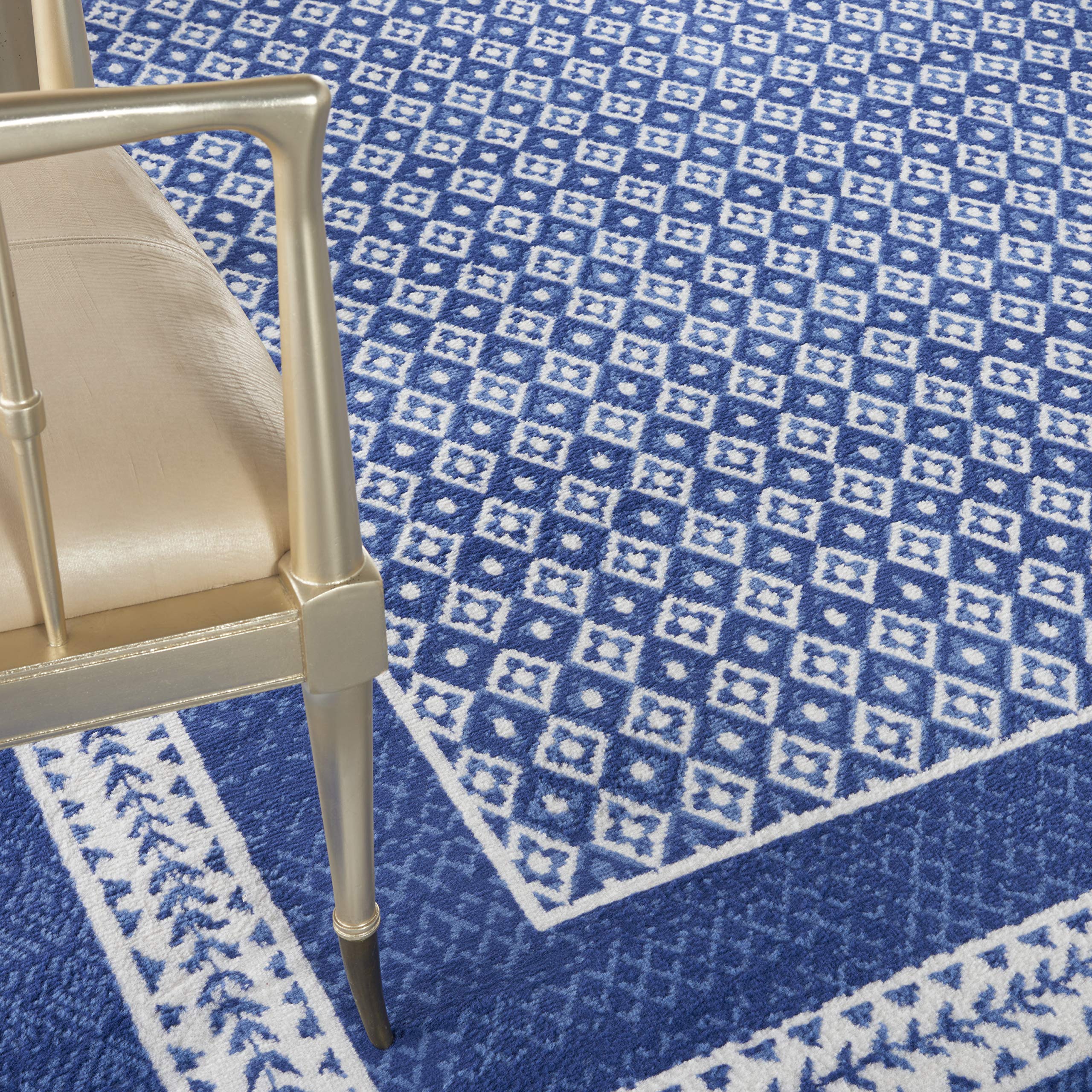 Nourison Whimsicle Geometric Navy 7' x 10' Area Rug - Easy to Clean, Non-Shedding, Soft & Durable - Perfect for Bedroom, Living Room, Dining Room, Kitchen Decor (7x10) - Adds Style & Comfort to Your Home