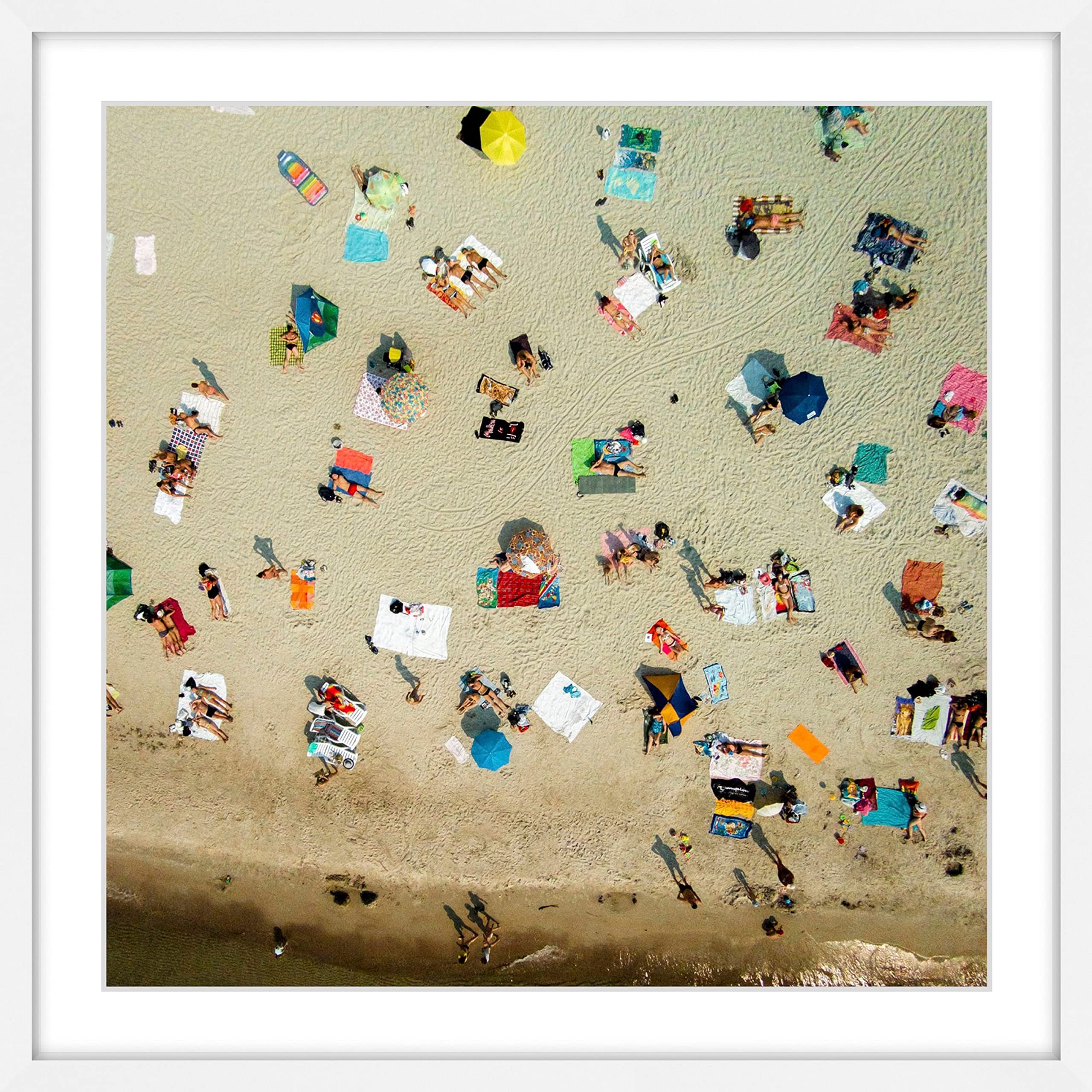 Marmont Hill Handmade Beach Towels Framed Print 24x24 Inches - Coastal Wall Art for Bathroom, Bedroom & Beach House Decor