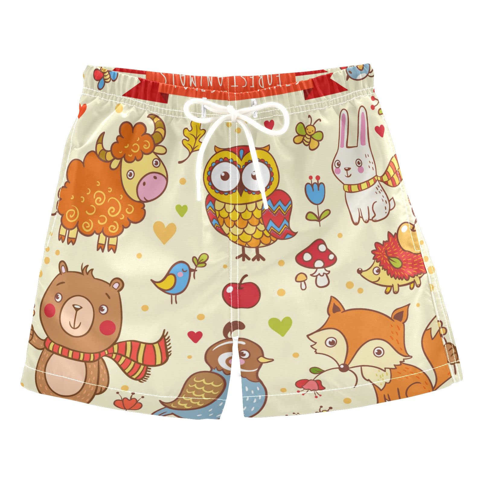Boys' Quick-Dry Animal Print Swim Trunks with Mesh Lining - Adjustable Waist for Beach, Pool & Summer Water Activities