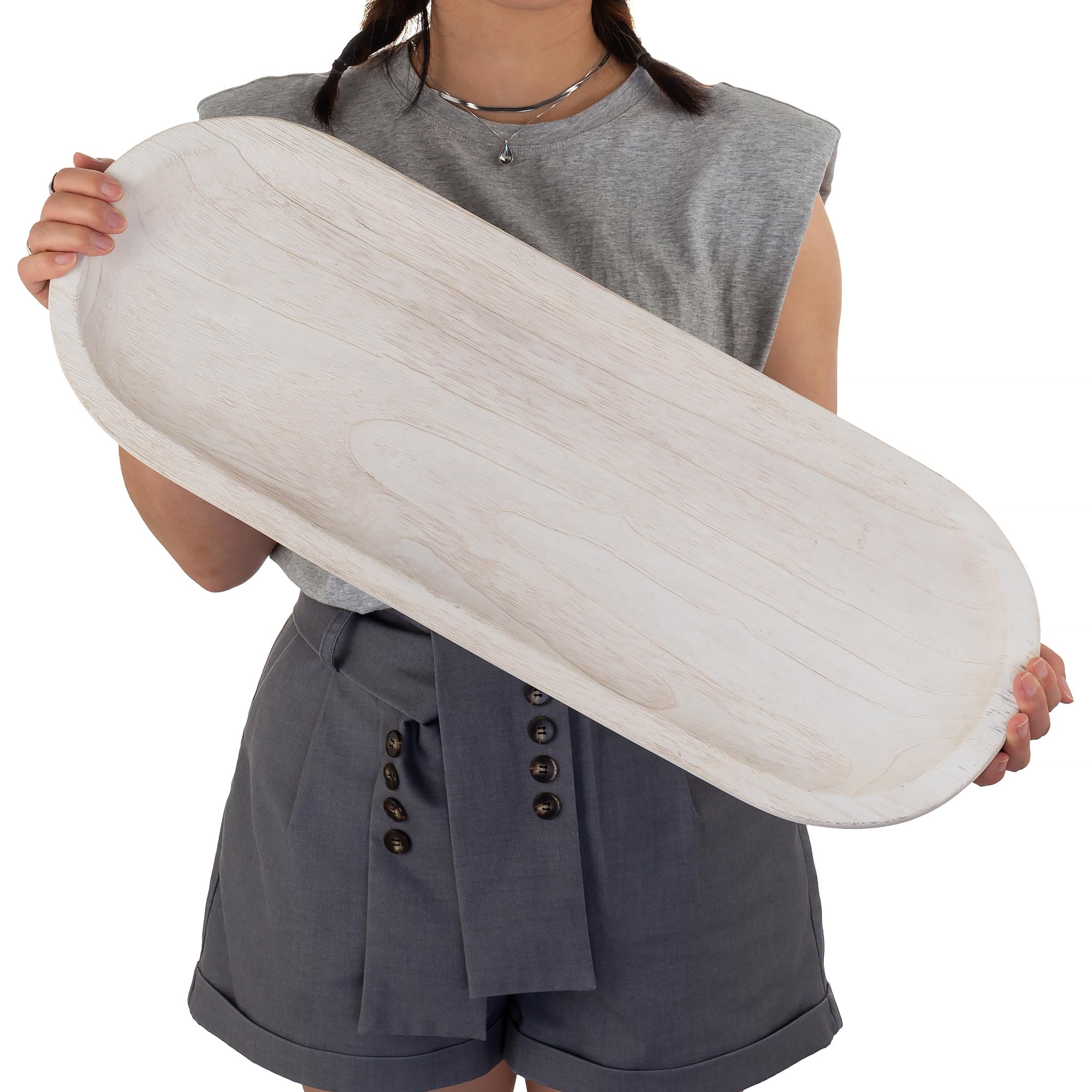 Hanobe Large Wooden Decorative Bowl - 25.5