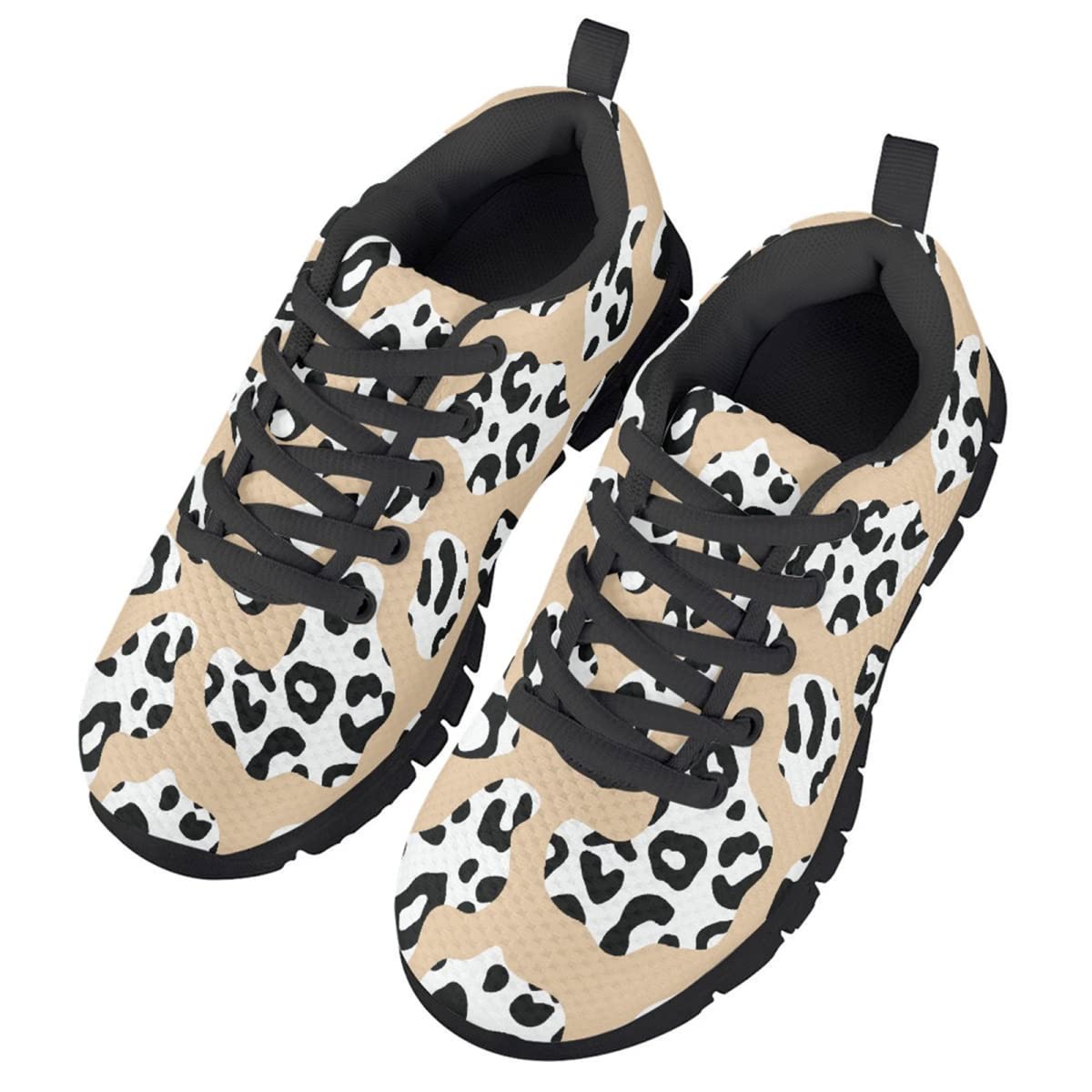 Leopard Print Running Shoes for Girls - Lightweight Comfortable Kids Sneakers for Walking, Tennis & Play - Animal Skin Design - Perfect Gift for Active Girls | Ideal for School, Sports & Outdoor Activities