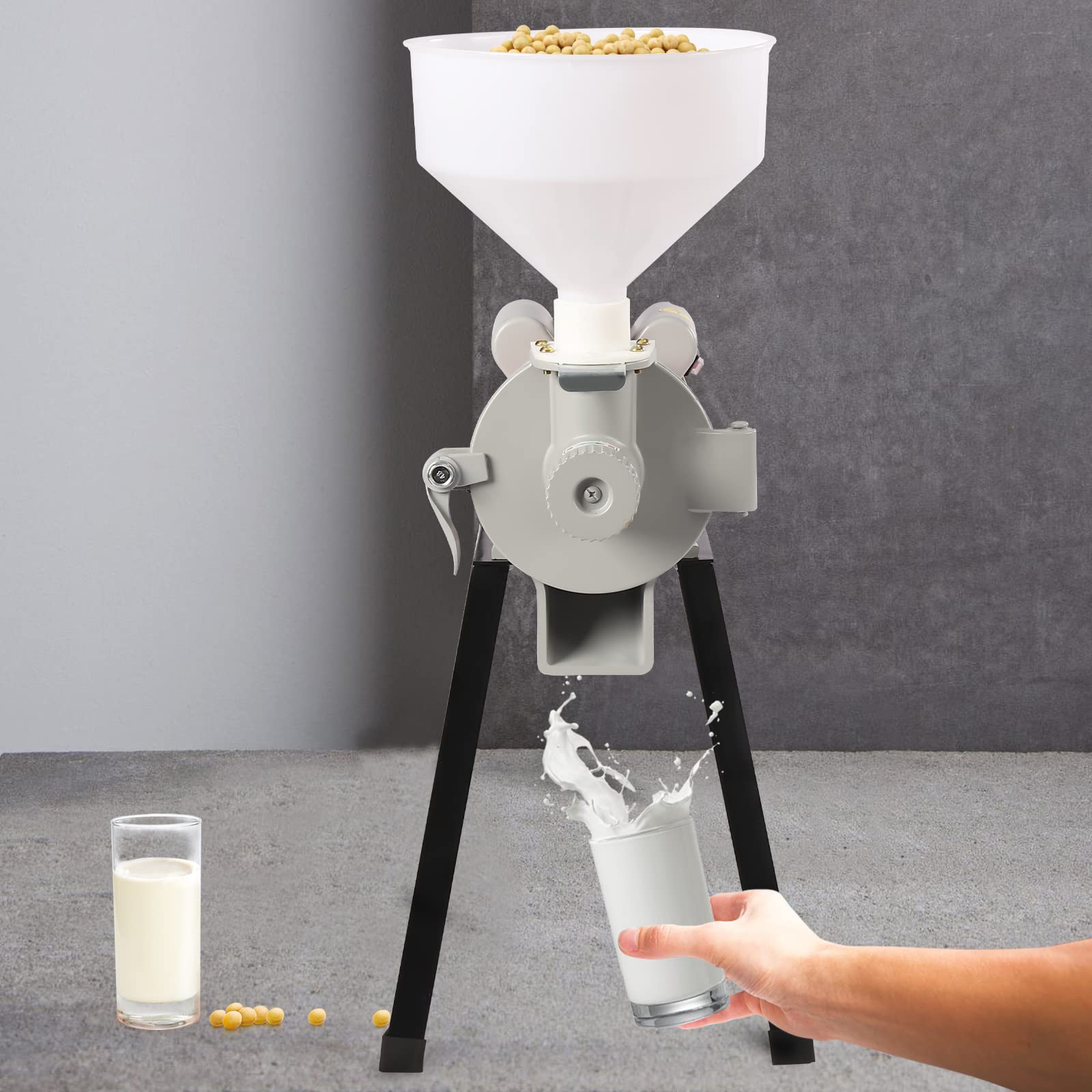 2200W Commercial Electric Grain Mill Grinder for Corn, Wheat & Cereals - 110V Flour Mill Machine with Funnel for Home & Bakery Use (Wet & Dry Grinding) - Perfect for Bread Making, Animal Feed & Healthy Flour Production