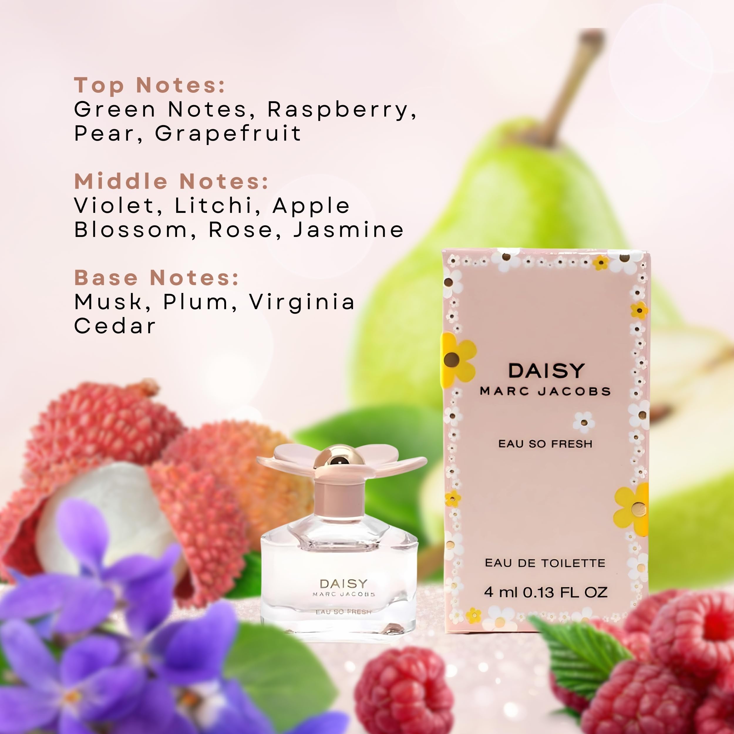 Marc Jacobs Daisy Eau So Fresh Perfume for Women - Floral EDT Mini Splash (0.13 oz) - Fresh & Feminine Scent for Everyday Wear, Date Night & Special Occasions