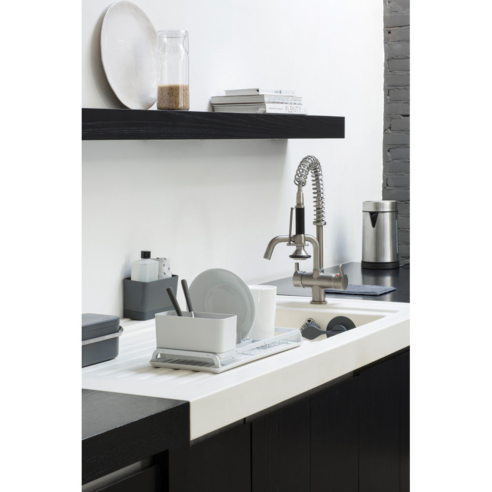 Compact Dish Drying Rack Light Grey - Space Saving Kitchen Organizer for Dishes, Cups & Utensils - Perfect for Small Kitchens, Apartments & RVs