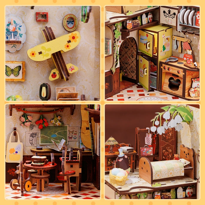 DIY Book Nook Kit - Mole's Apartment Miniature Bookshelf Insert with Dust Cover | Perfect for Book Lovers, Home Decor & Gifts