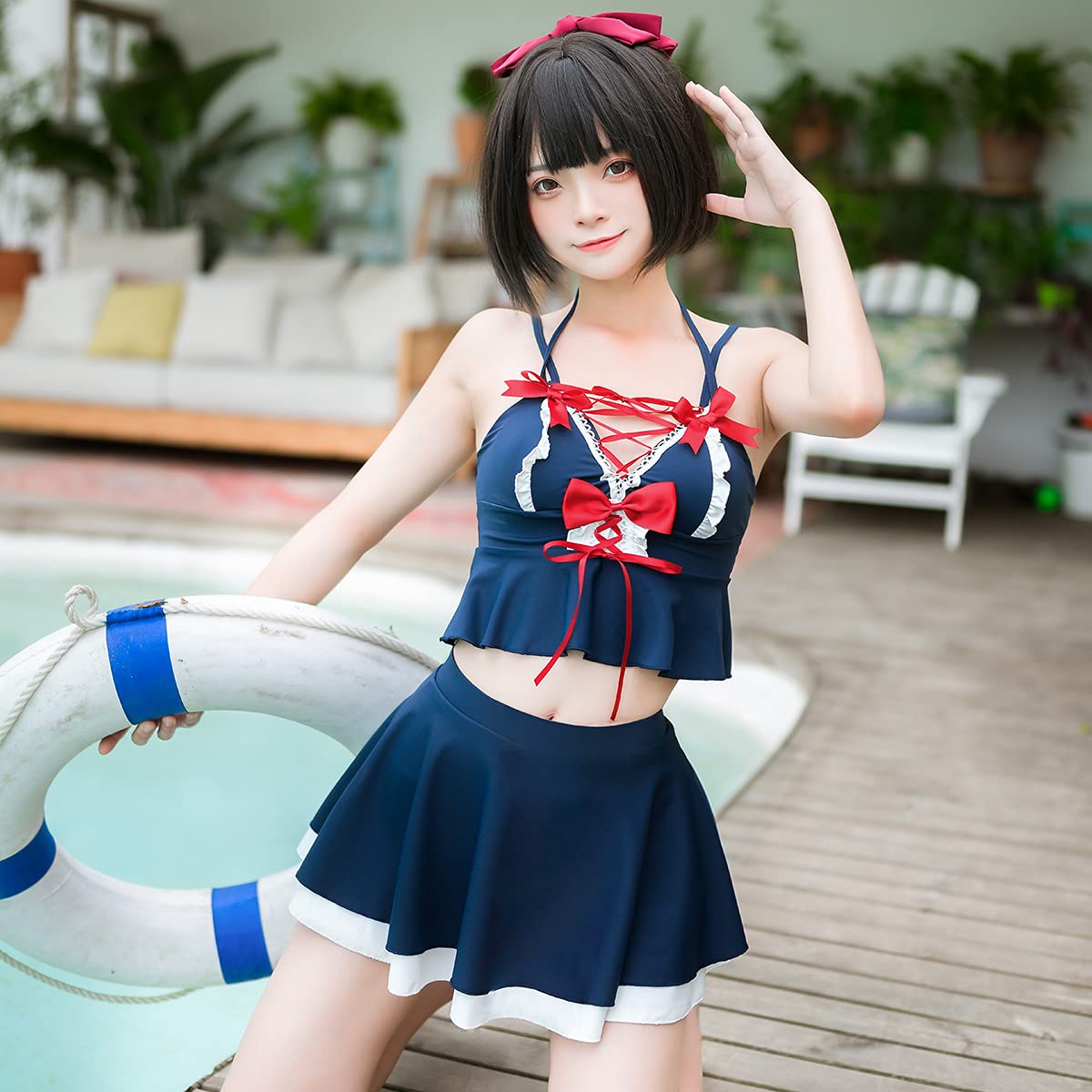 **Sexy Lolita High Waisted 2-Piece Swimsuits for Women - Bandage Bikini Set for Beach, Pool & Summer Vacation**