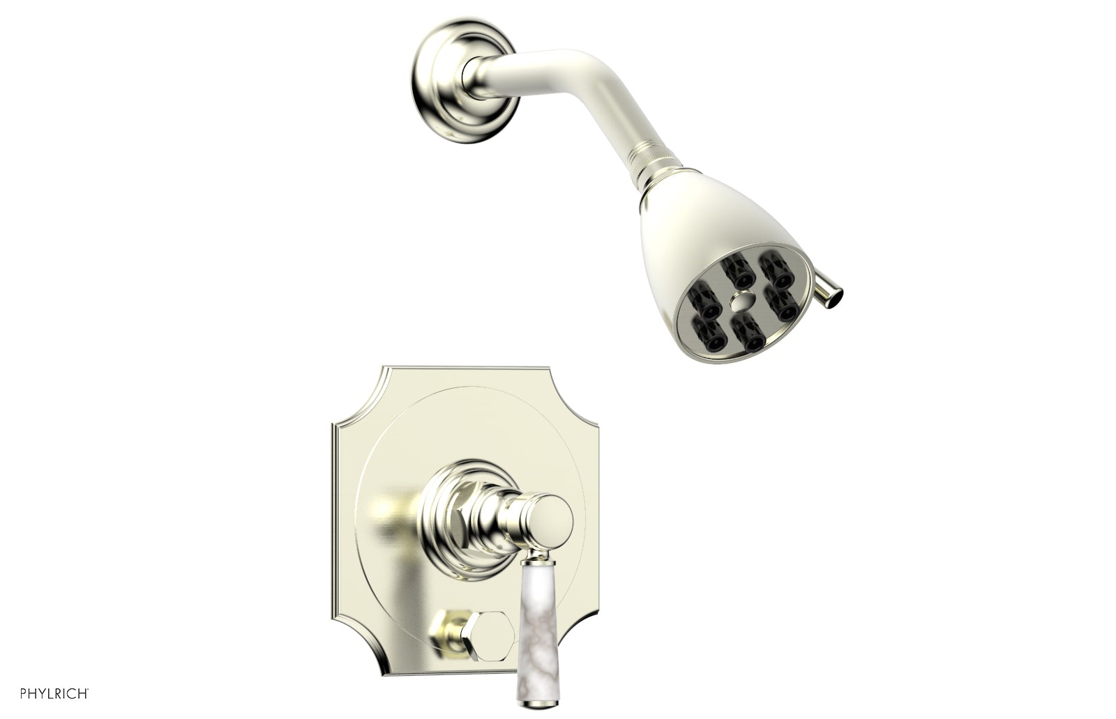 HENRI Pressure Balance Shower and Diverter Set with White Marble Handle - No Spout Included - Perfect for Modern Bathroom Renovations and Spa-Like Shower Experience