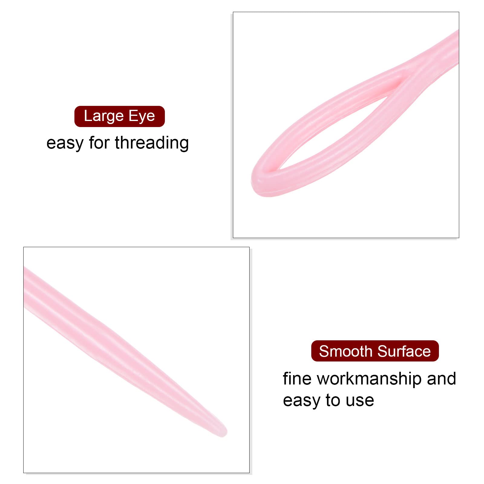 HARFINGTON 20pcs Plastic Sewing Needles - 15cm Large Eye Blunt Needles for Handmade Crafts, DIY Sewing & Stitching (Pink) | Perfect for Beginners, Kids & Fabric Arts Projects