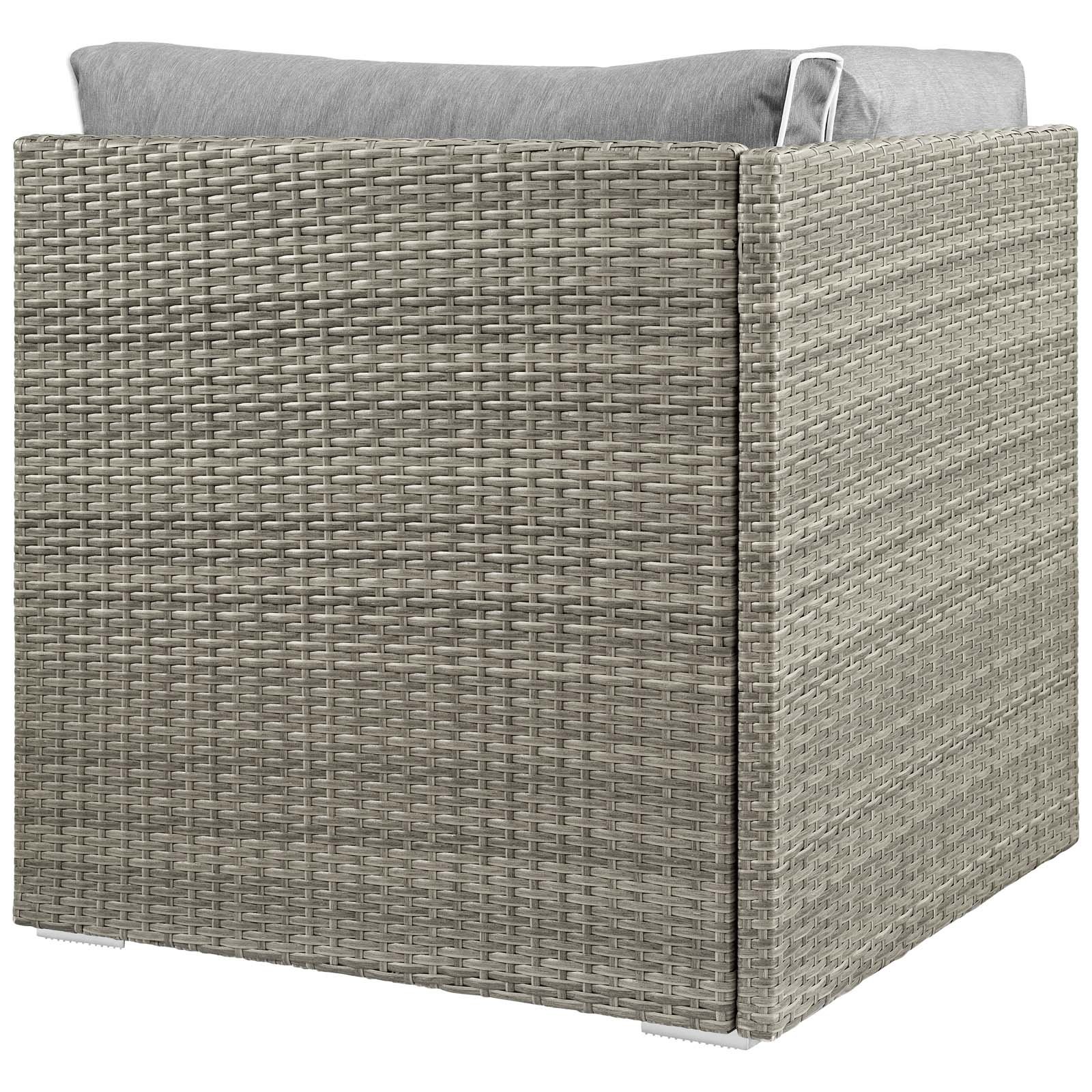 Modway Repose Wicker Rattan Outdoor Patio Corner Sectional Sofa Set with Cushions - Light Gray - Perfect for Backyard, Garden & Poolside Relaxation