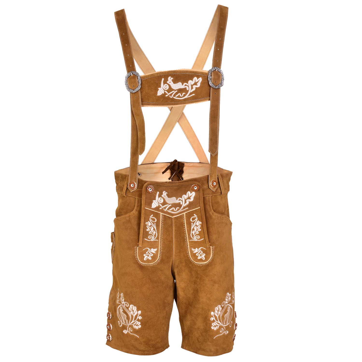 Authentic Men's Bavarian Lederhosen Shorts - Genuine Cowhide Leather with Matching Suspenders | Oktoberfest Costume, German Festival Outfit, Beer Party Attire