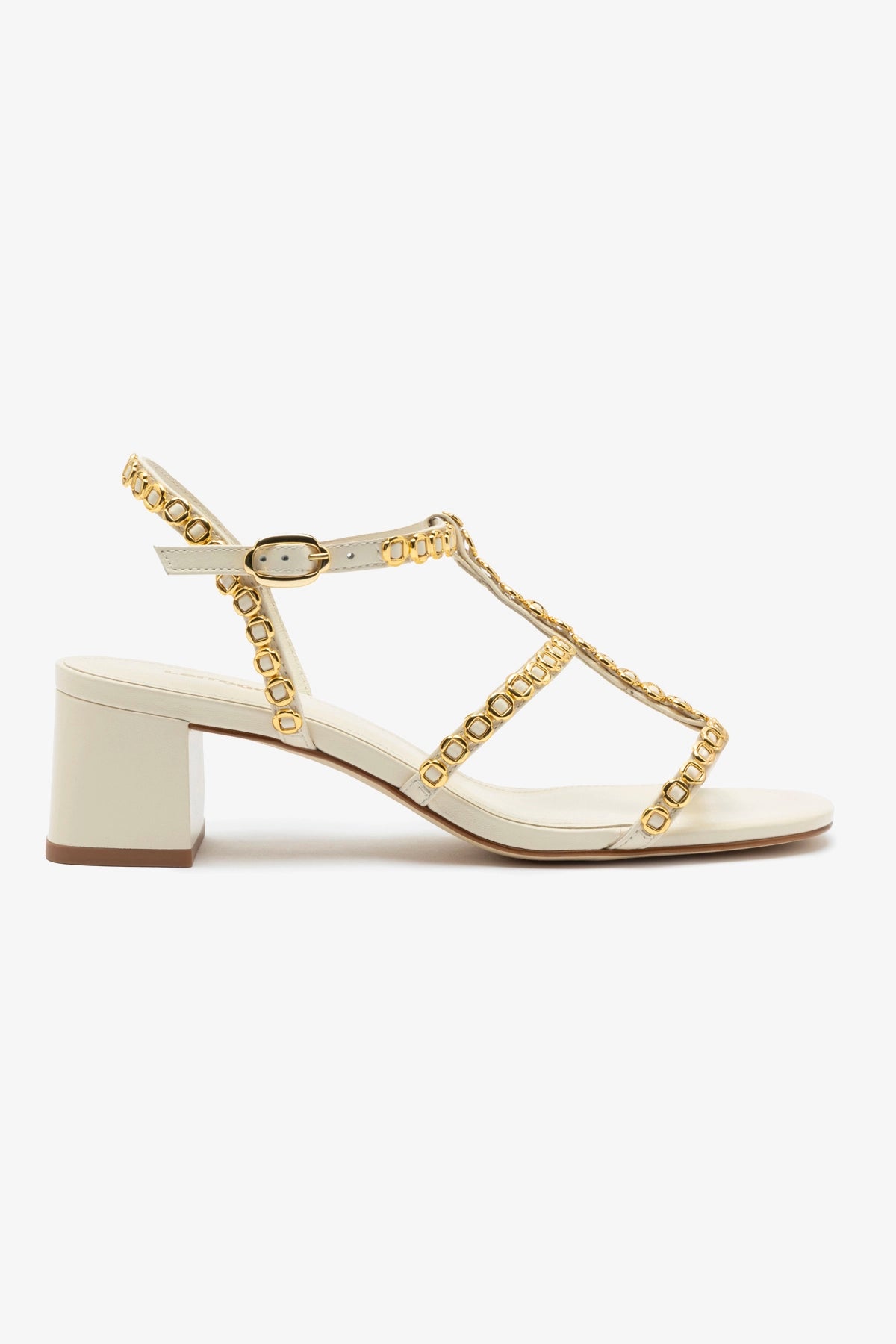 Milanina Block Heel Sandals in Ivory Leather - Comfortable Women's Shoes for Casual Outings, Office Wear & Summer Fashion