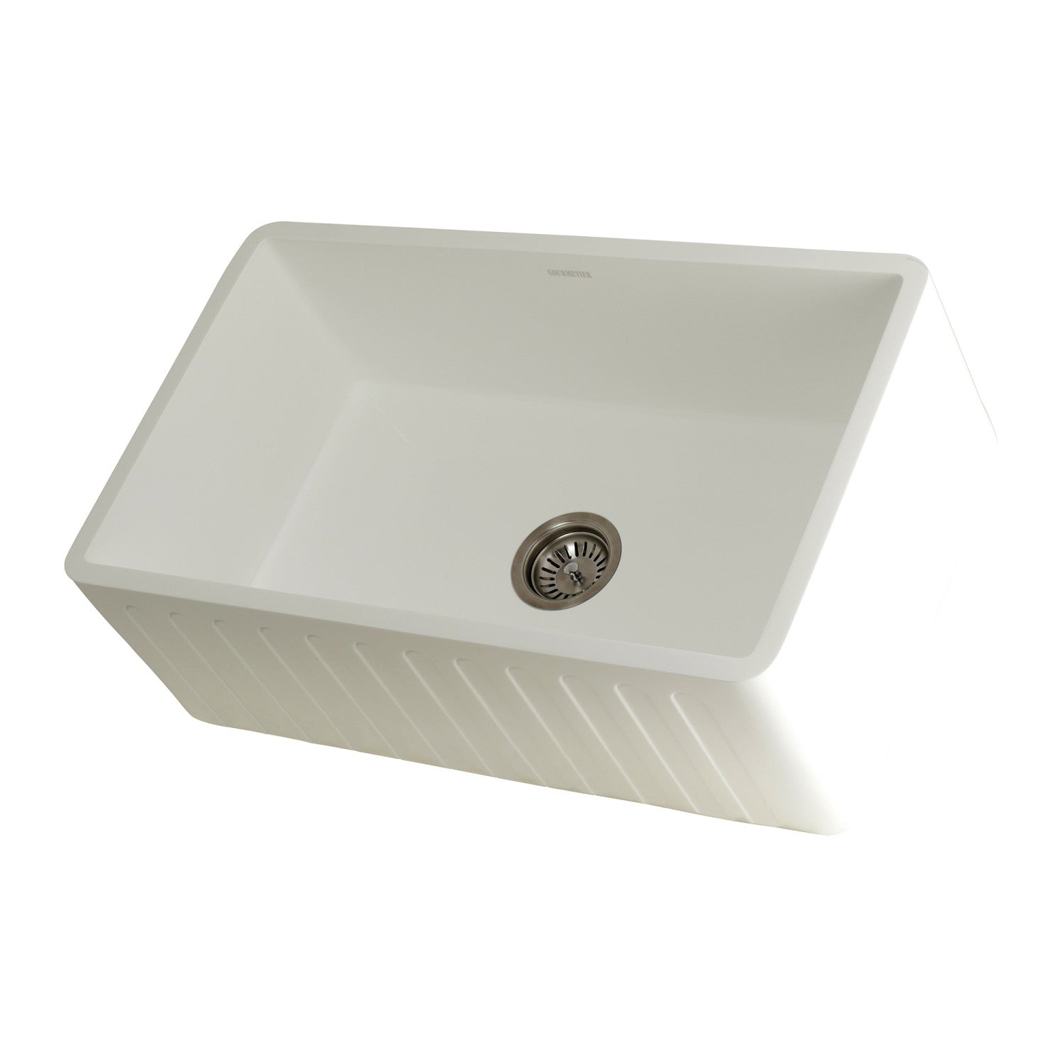 Arcticstone GKFA301810CD 30 Inch White Farmhouse Kitchen Sink - Matte Finish Solid Surface Apron Front Single Bowl with Strainer | Perfect for Modern Farmhouse & Rustic Kitchen Designs