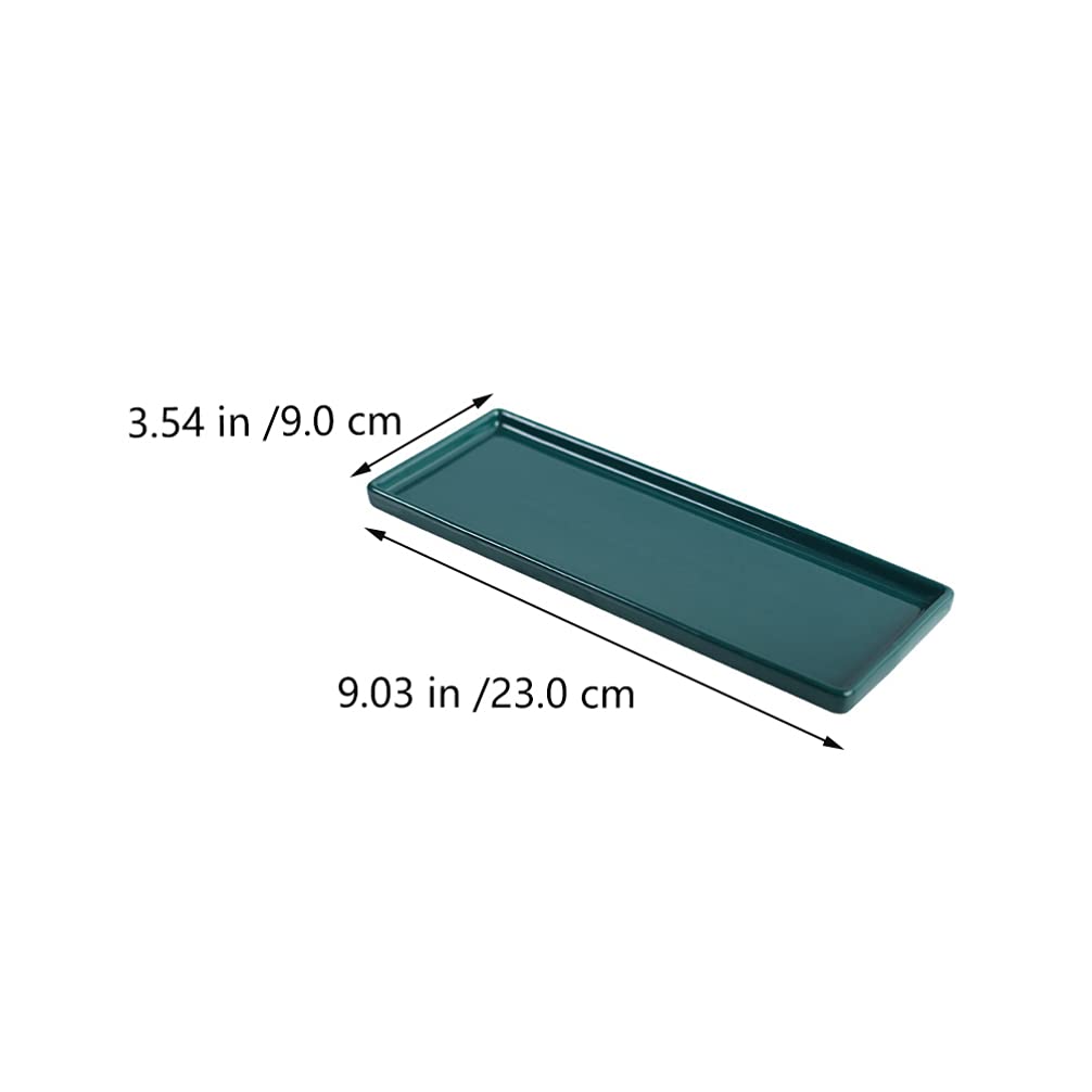 Cabilock 2-Piece Ceramic Vanity Tray Set - Elegant Bathroom Sink Organizer for Jewelry, Makeup, Perfume & Cosmetics - Decorative Storage Tray for Countertop, Bathtub & Vanity - Perfect for Home Spa & Gift Giving (Green)
